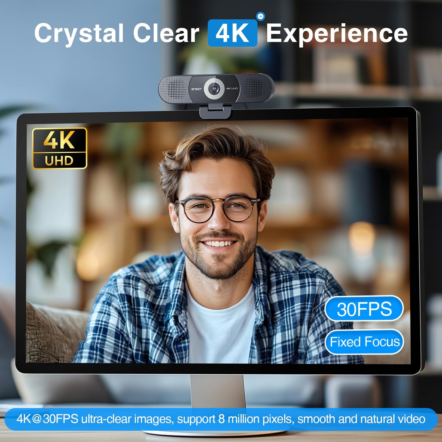EMEET 1080P Webcam with Microphone, C960 Web Camera, 2 Mics Streaming Webcam, 90°FOV Computer Camera, Plug and Play USB Web Cam for Online Calling/Conferencing, Zoom/Teams/Facetime/YouTube, Laptop/PC