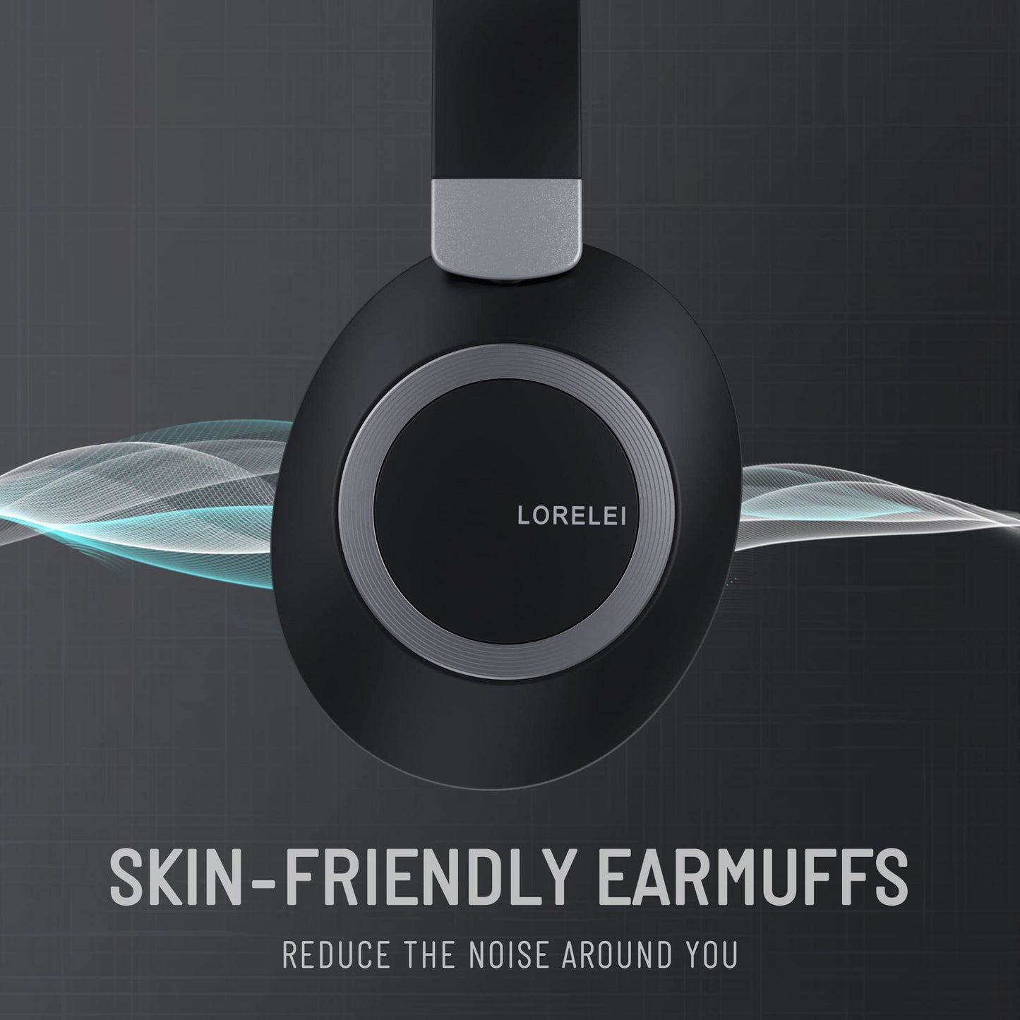 LORELEI B-C6 Wireless Over Ear Headphones, 50H Playtime Foldable Lightweight Bluetooth Headsets, Deep Bass, Built-in Microphone, Memory Foam Earmuff, for Travel, Home Office (Beige White)
