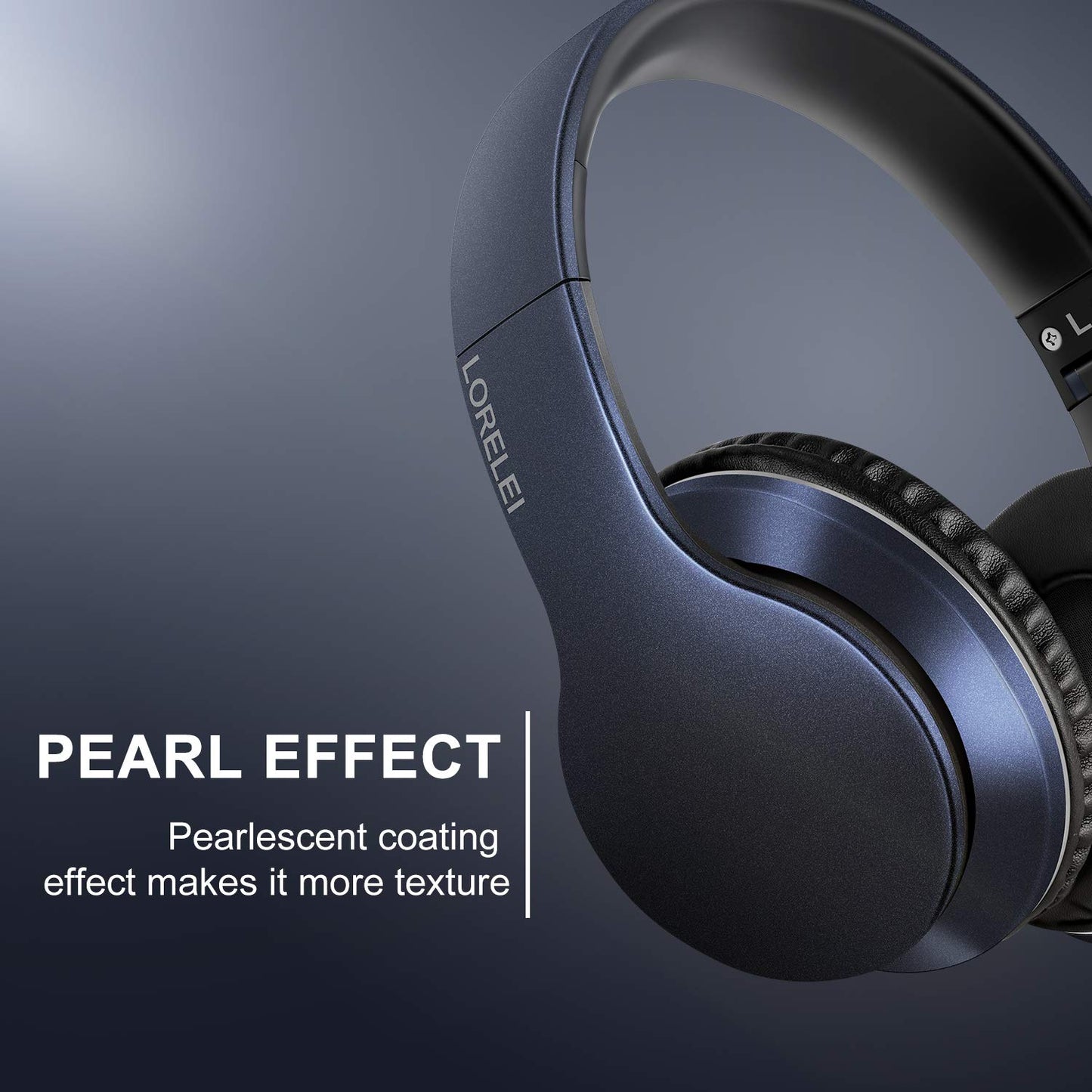LORELEI X6 Over-Ear Headphones with Microphone, Lightweight Foldable & Portable Stereo Bass Headphones with 1.45M No-Tangle, Wired Headphones for Smartphone Tablet MP3 / 4 (Space Black)