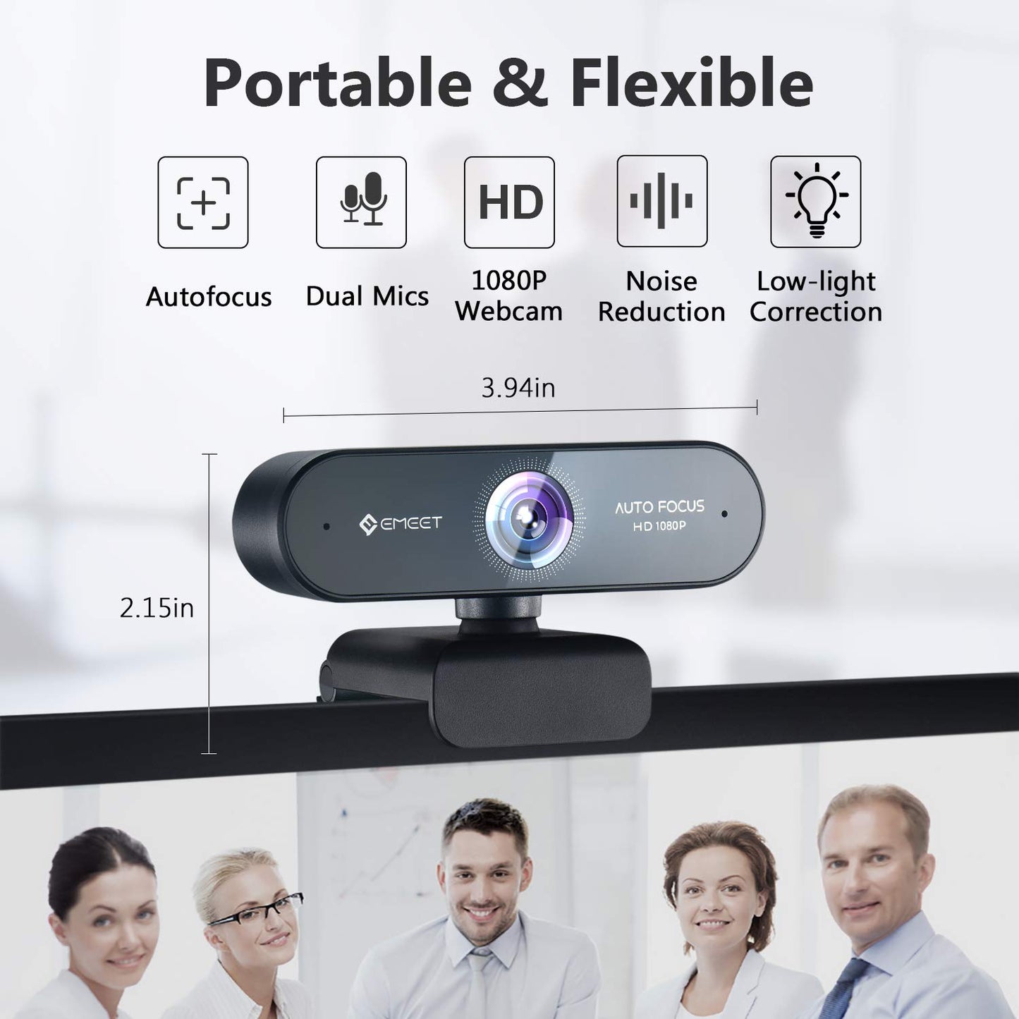 EMEET 1080P Webcam with Microphone, C960 Web Camera, 2 Mics Streaming Webcam, 90°FOV Computer Camera, Plug and Play USB Web Cam for Online Calling/Conferencing, Zoom/Teams/Facetime/YouTube, Laptop/PC
