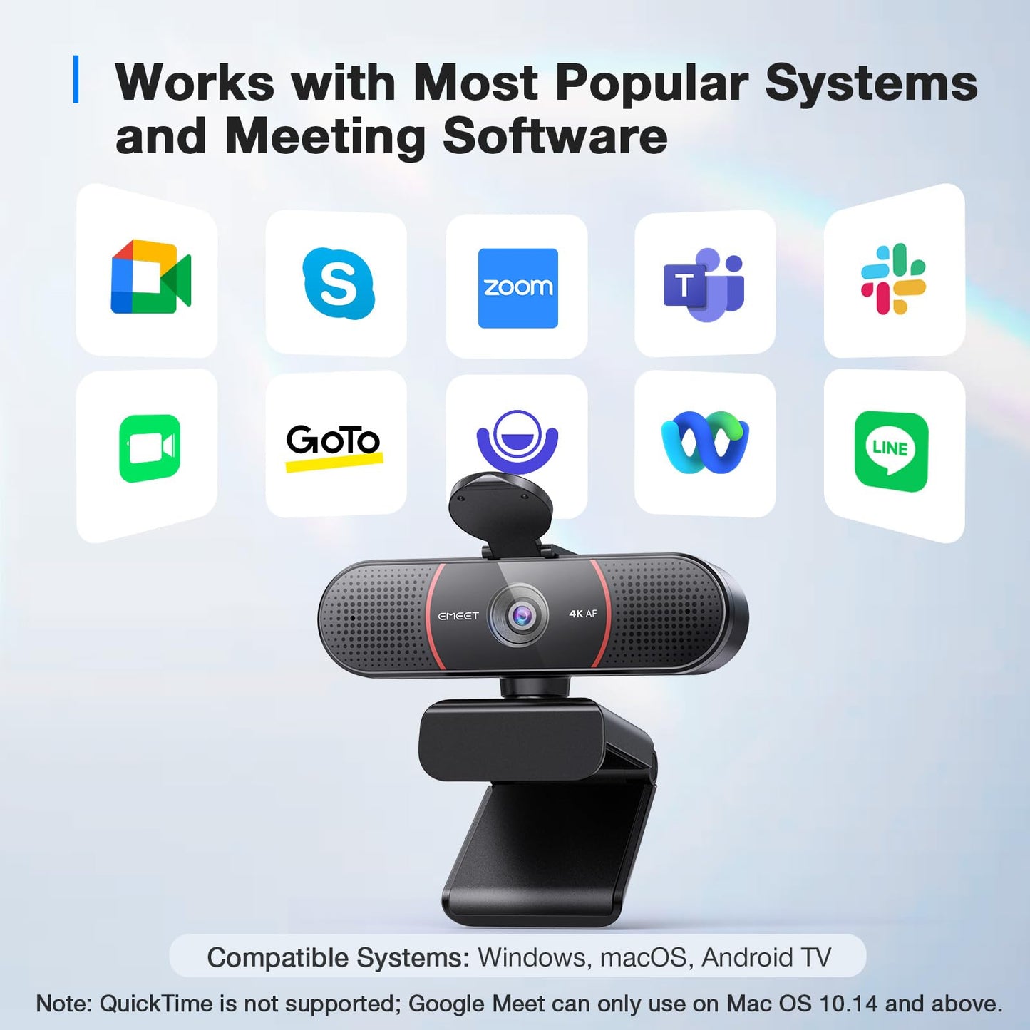 EMEET C960 4K Webcam for PC, PDAF Autofocus, Dual AI Noise-Canceling Mics, 73° FOV, Auto Light Adjustment, UHD Sensor, Plug-and-Play, Privacy Webcam Cover, Compatible with Zoom/Teams/YouTube
