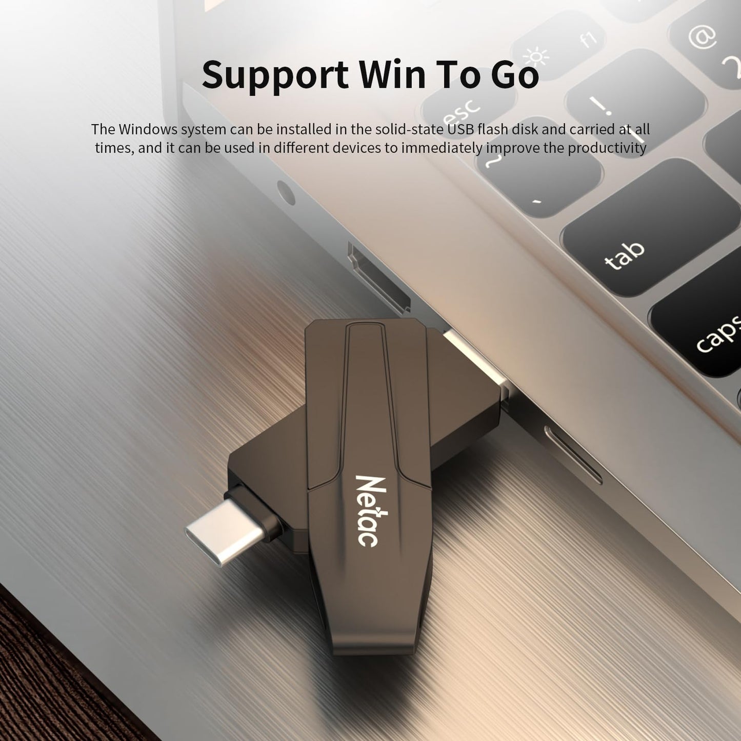 Netac 512GB Portable External USB Solid State Drive Type-c and USB 3.2 Dual Interface, up to 550MB/s for Data Storage, Expansion of Storage for Photos/Videos/Music/Files, US8