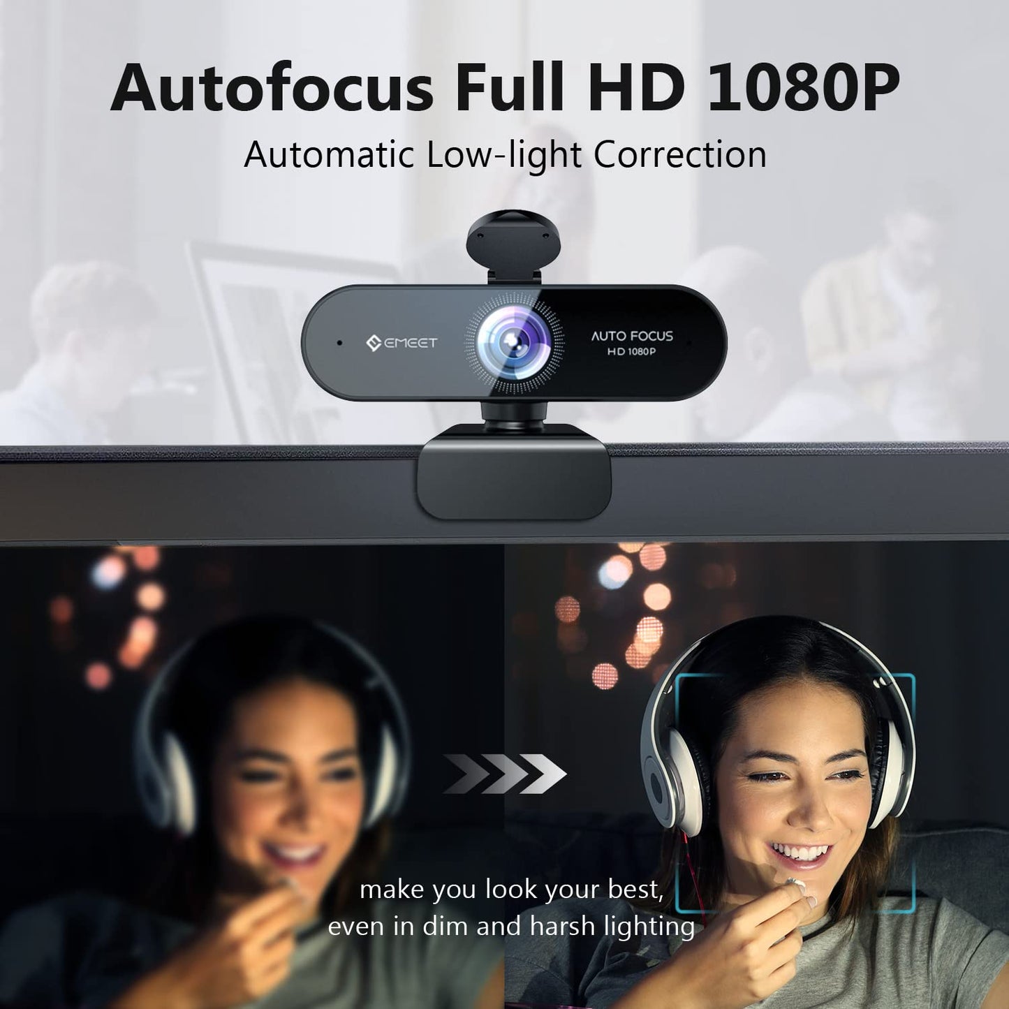 EMEET 1080P Webcam with Microphone, C960 Web Camera, 2 Mics Streaming Webcam, 90°FOV Computer Camera, Plug and Play USB Web Cam for Online Calling/Conferencing, Zoom/Teams/Facetime/YouTube, Laptop/PC