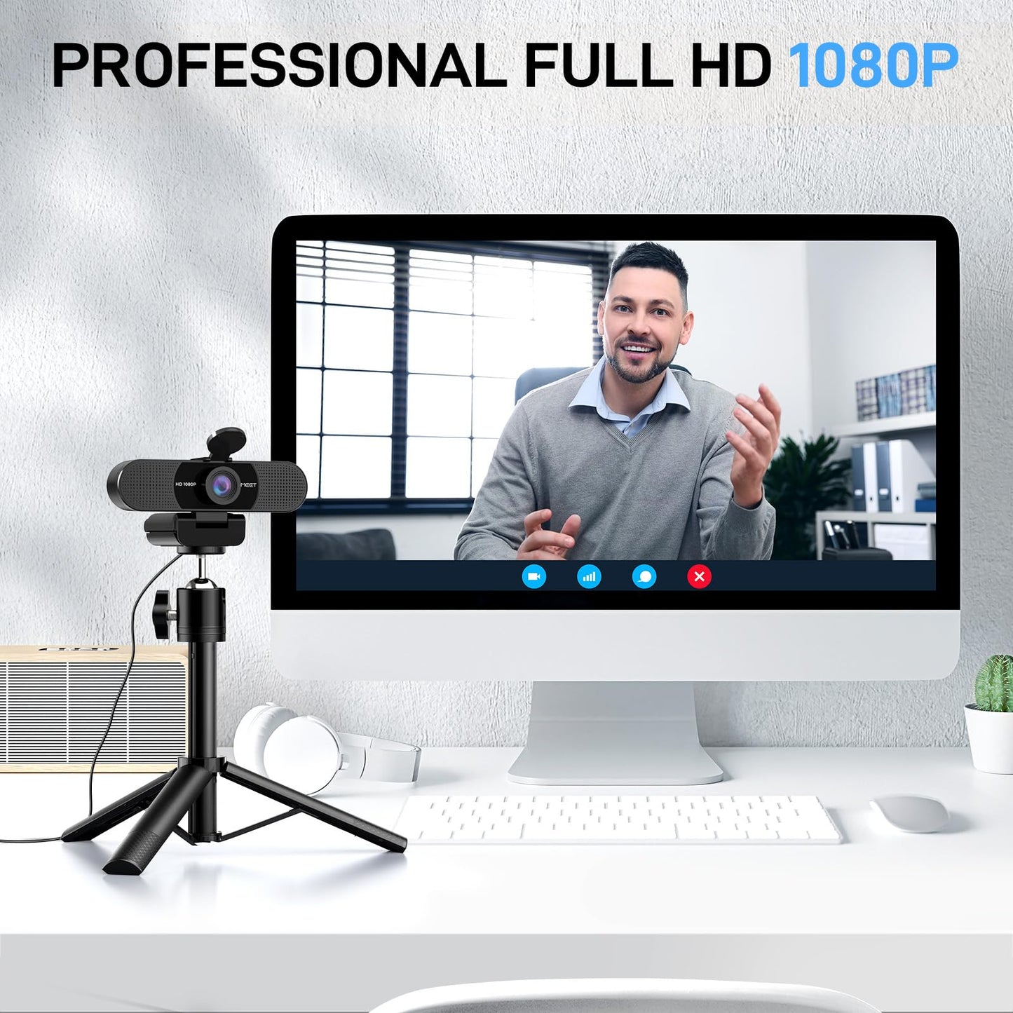 EMEET 1080P Webcam with Microphone, C960 Web Camera, 2 Mics Streaming Webcam, 90°FOV Computer Camera, Plug and Play USB Web Cam for Online Calling/Conferencing, Zoom/Teams/Facetime/YouTube, Laptop/PC