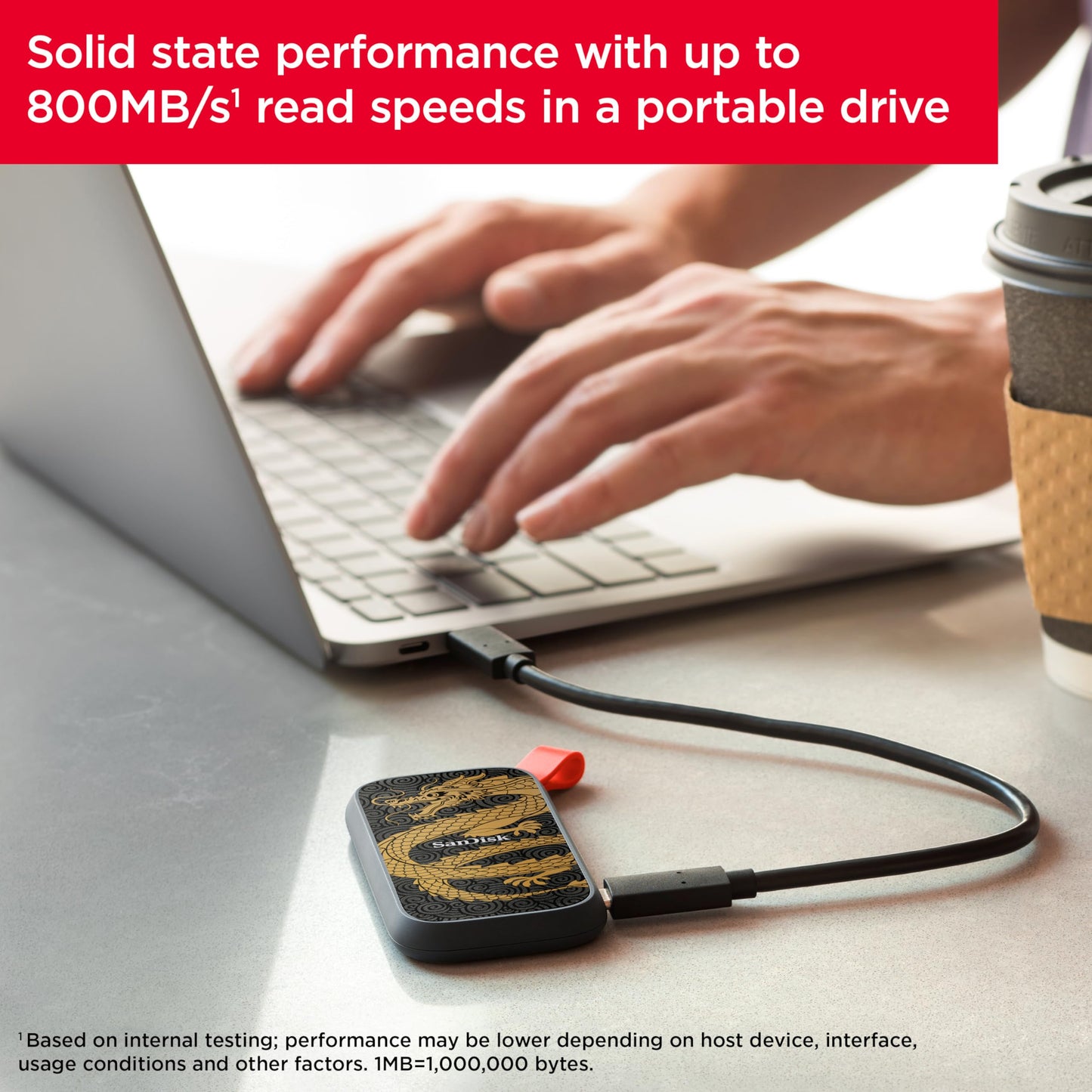 SanDisk 1TB Portable SSD - Up to 800MB/s, USB-C, USB 3.2 Gen 2, Updated Firmware - External Solid State Drive - SDSSDE30-1T00-G26