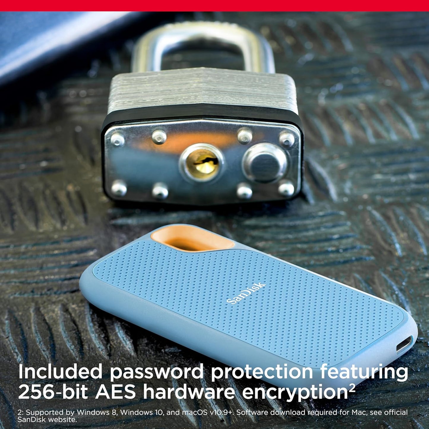 SanDisk Extreme Portable SSD - Up to 1050MB/s, USB-C, USB 3.2 Gen 2, Water and Dust Resistance