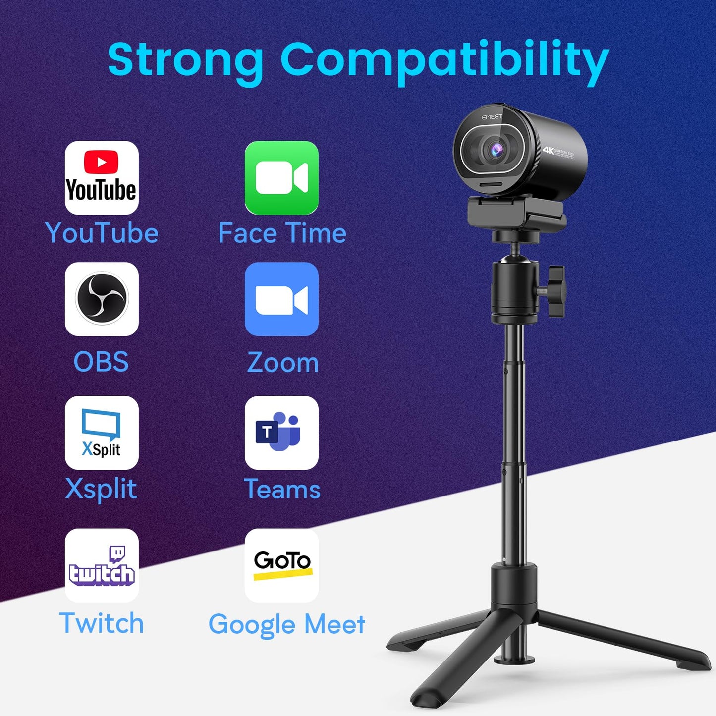 EMEET 1080P Webcam with Microphone, C960 Web Camera, 2 Mics Streaming Webcam, 90°FOV Computer Camera, Plug and Play USB Web Cam for Online Calling/Conferencing, Zoom/Teams/Facetime/YouTube, Laptop/PC