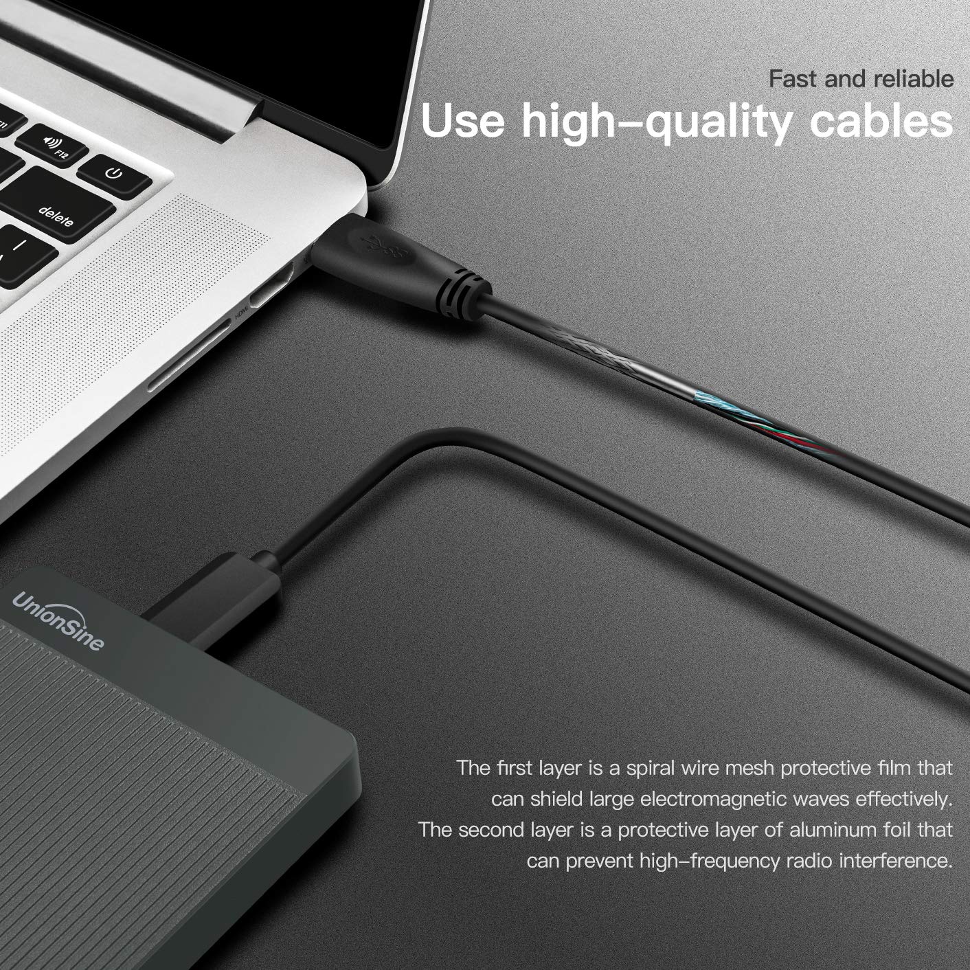 UnionSine 1TB Ultra Slim Portable External Hard Drive USB3.0 HDD Storage for PC,Mac, Desktop, Laptop, PS4, Xbox One, Xbox 360-Super Fast Transmission-HD-2510(Black)
