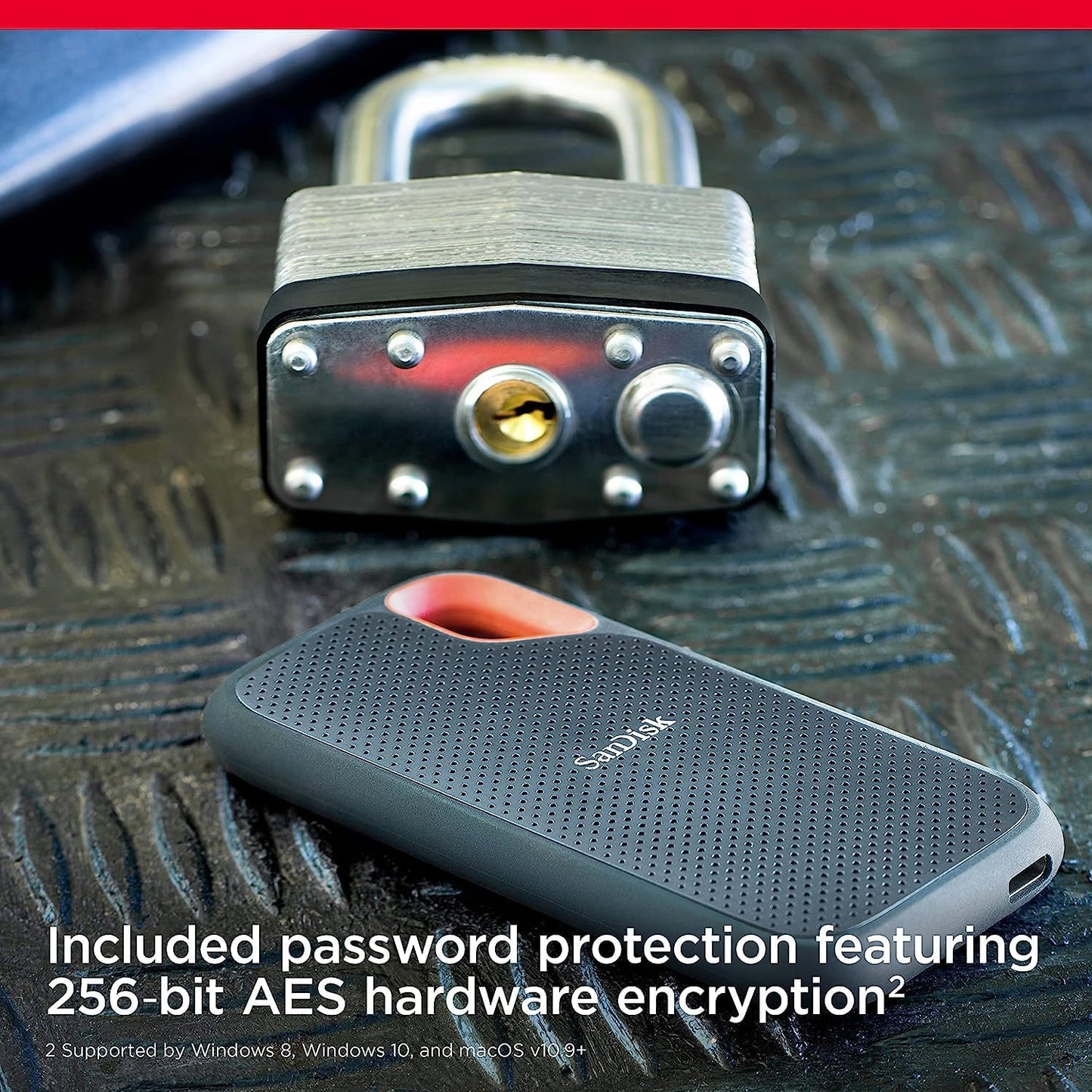 SanDisk Extreme Portable SSD - Up to 1050MB/s, USB-C, USB 3.2 Gen 2, Water and Dust Resistance