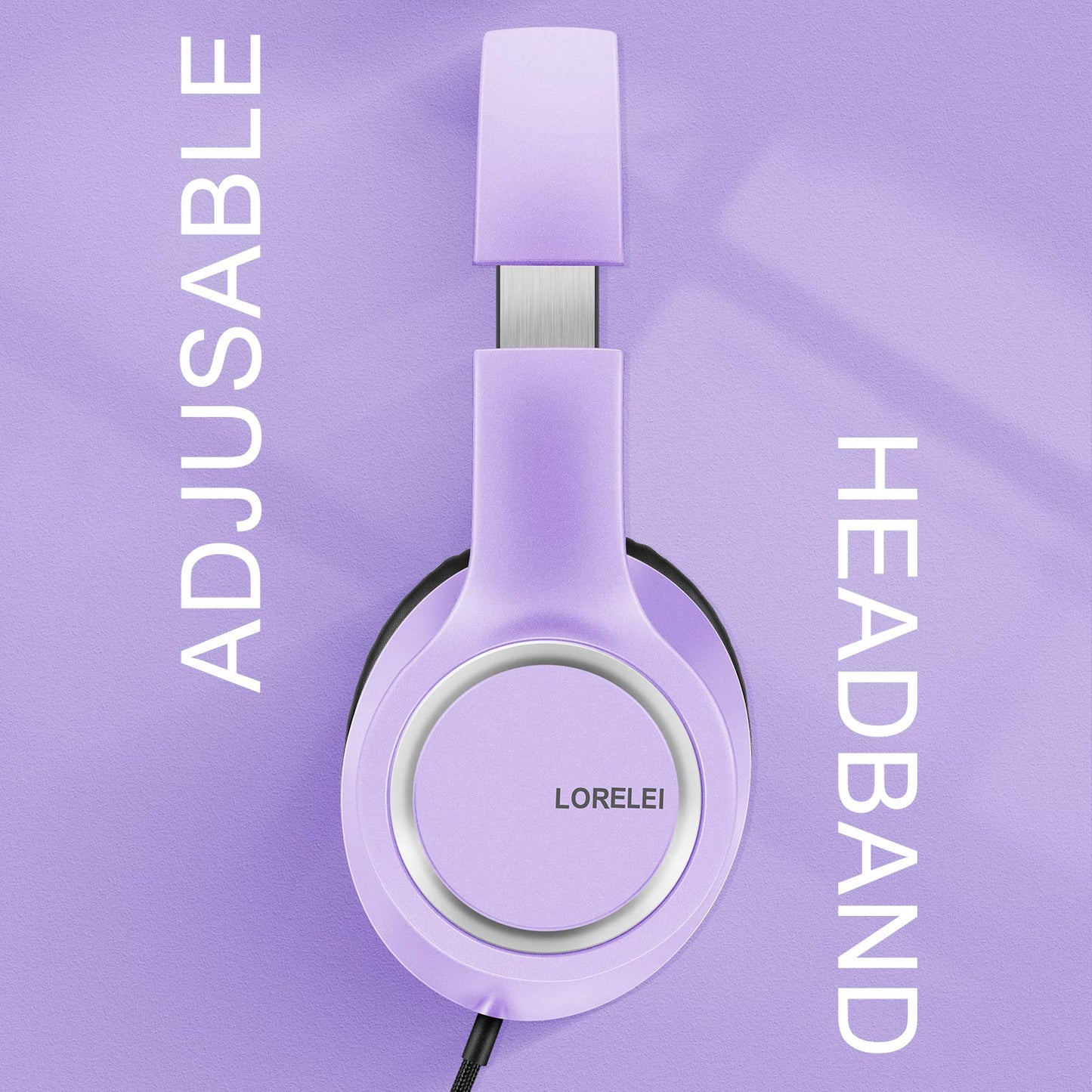 LORELEI X8 Over-Ear Wired Headphones with Microphone with 1.45m-Tangle-Free Nylon Line&3.5mm Plug,Lightweight Foldable & Portable Headphones for Smartphone,Tablet,Computer,Mp3/4(Pearl Pink)