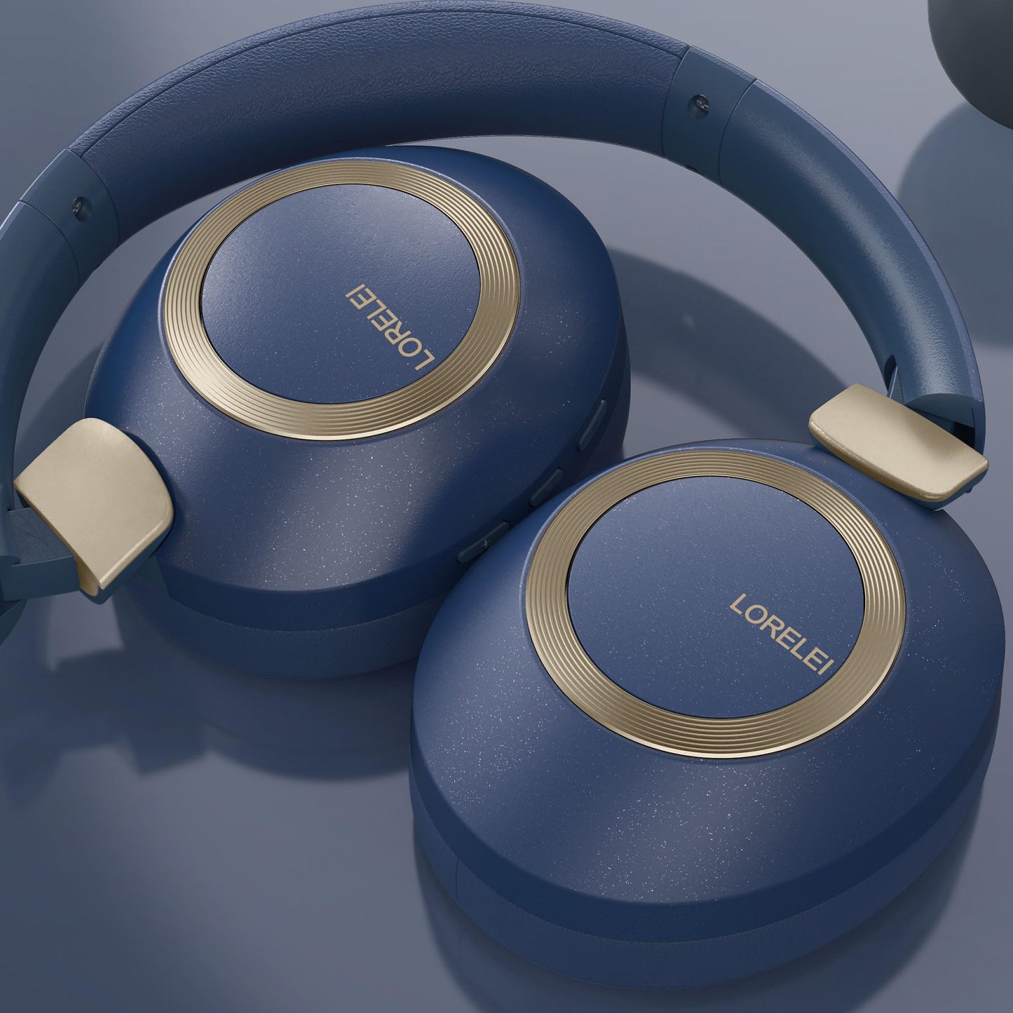 LORELEI B-C6 Wireless Over Ear Headphones, 50H Playtime Foldable Lightweight Bluetooth Headsets, Deep Bass, Built-in Microphone, Memory Foam Earmuff, for Travel, Home Office (Beige White)