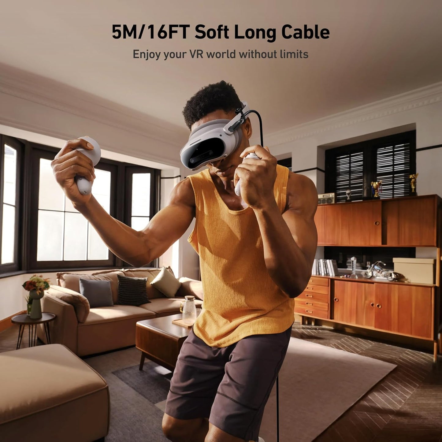 BENFEI Link Cable 16 FT Compatible with Oculus/Meta Quest 3, Quest2/Pro/Pico 4 Accessories and PC/SteamVR, High Speed PC Data Transfer, USB 3.0 to USB C Cable for VR Headset