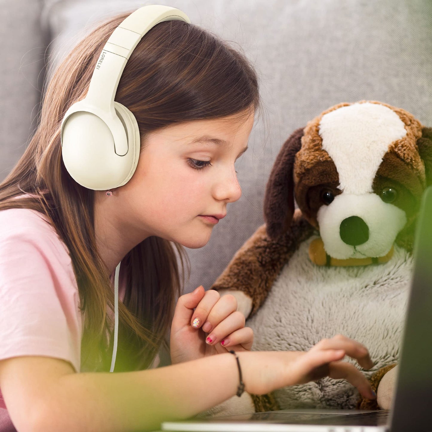 LORELEI E5 Wired Headphones for Kids Foldable & 3.5mm Jack Tangle Free Nylon Wire Stereo On Ear Headsets for Kids/Children/School/Tablet/Ipad/Kiddle/Plane (Purple)