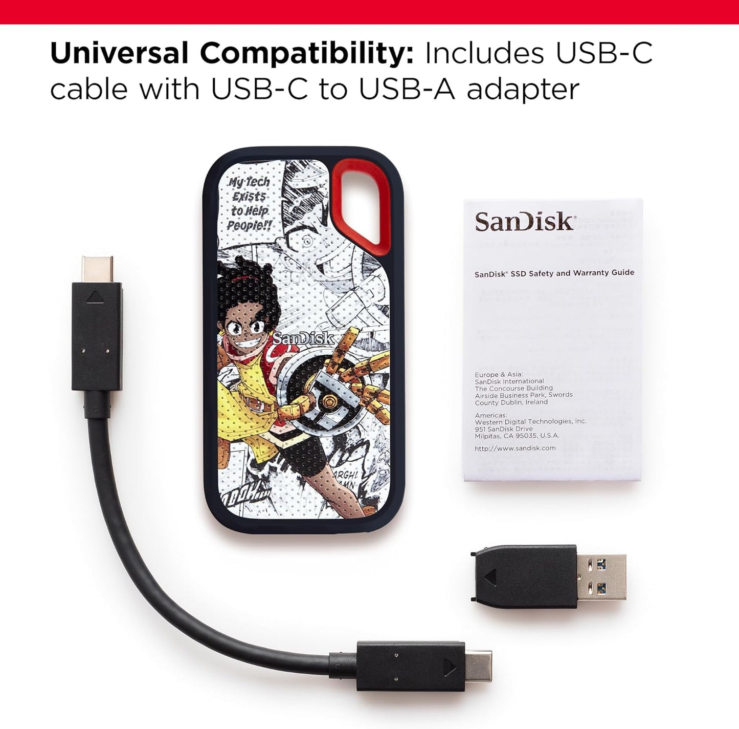 SanDisk Extreme Portable SSD - Up to 1050MB/s, USB-C, USB 3.2 Gen 2, Water and Dust Resistance