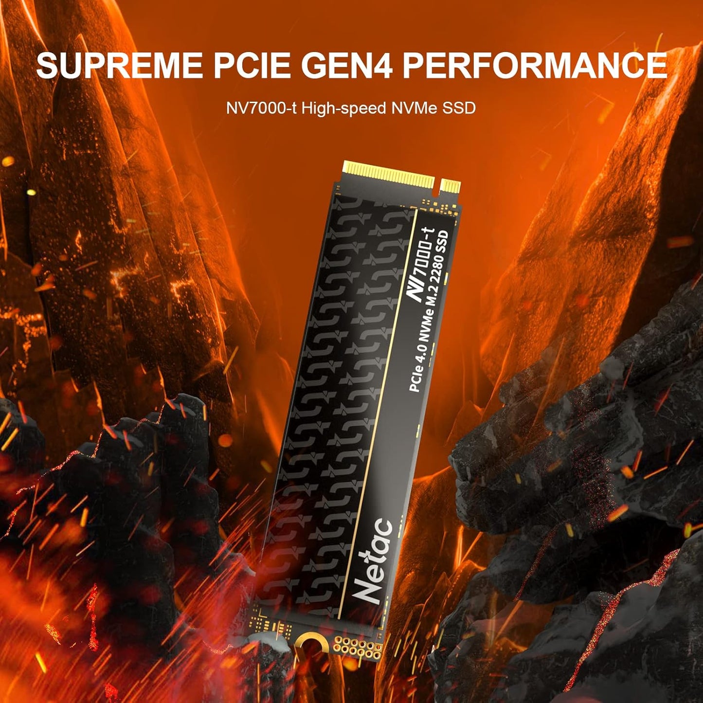 Netac 1TB PCIe Gen4x4 M.2 SSD Up to 7,300 MB/s NVMe Internal Gaming SSD with All-in-one Aluminum Heatspreader High-Performance Storage for Laptop PCs and Desktop, Works with PS5, NV7000-t