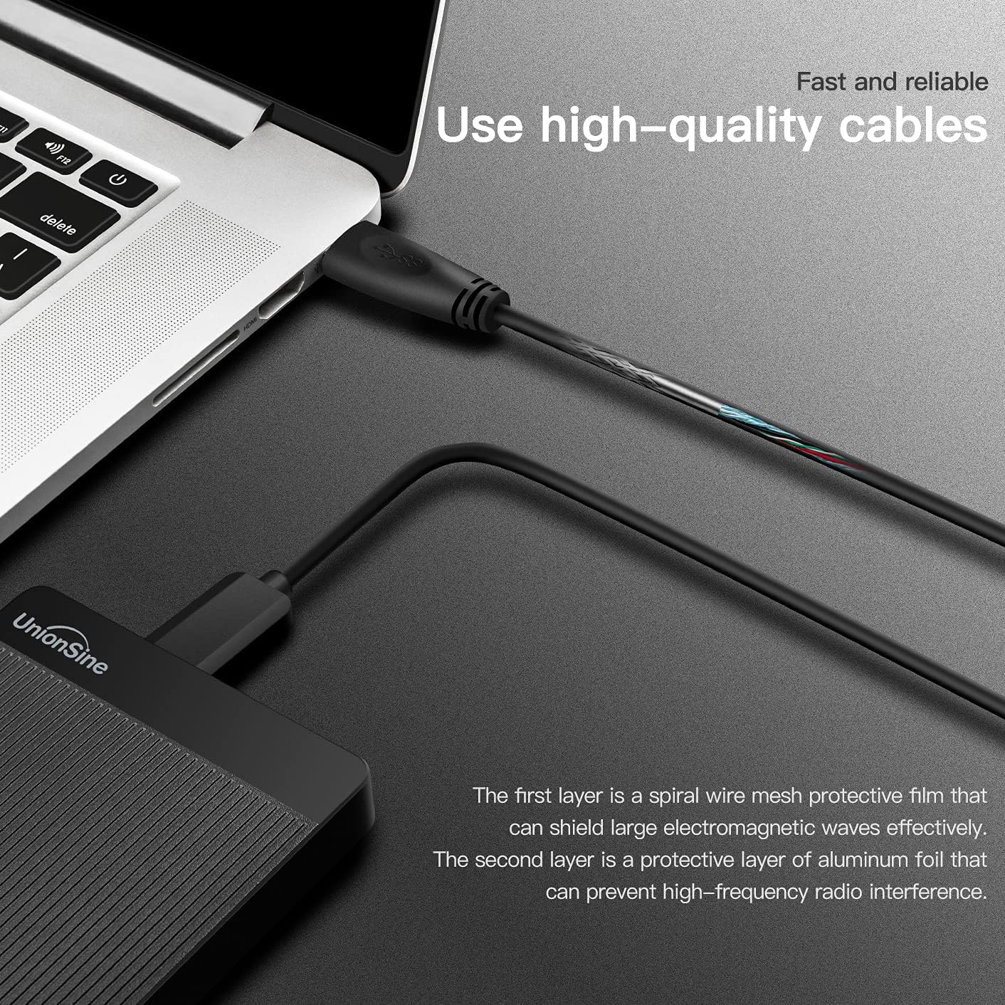 UnionSine 1TB Ultra Slim Portable External Hard Drive USB3.0 HDD Storage for PC,Mac, Desktop, Laptop, PS4, Xbox One, Xbox 360-Super Fast Transmission-HD-2510(Black)