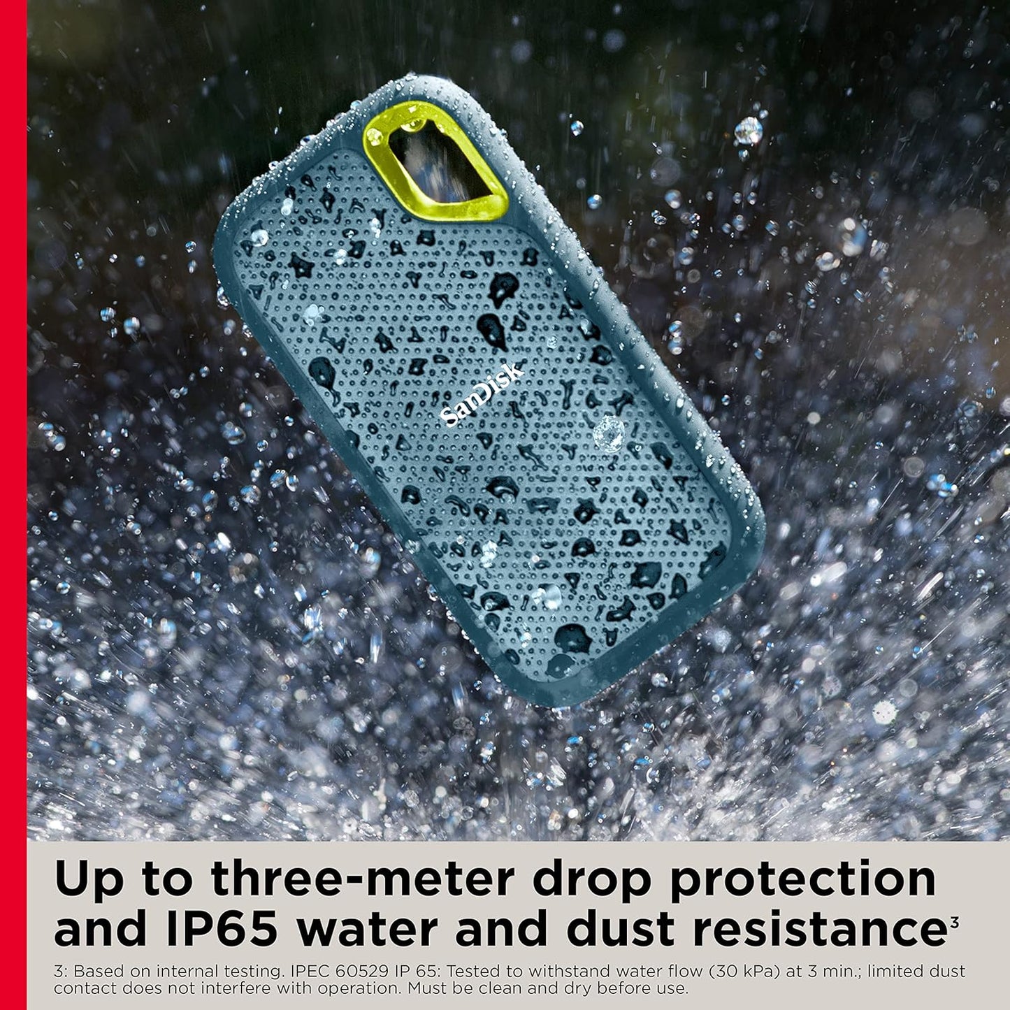 SanDisk Extreme Portable SSD - Up to 1050MB/s, USB-C, USB 3.2 Gen 2, Water and Dust Resistance