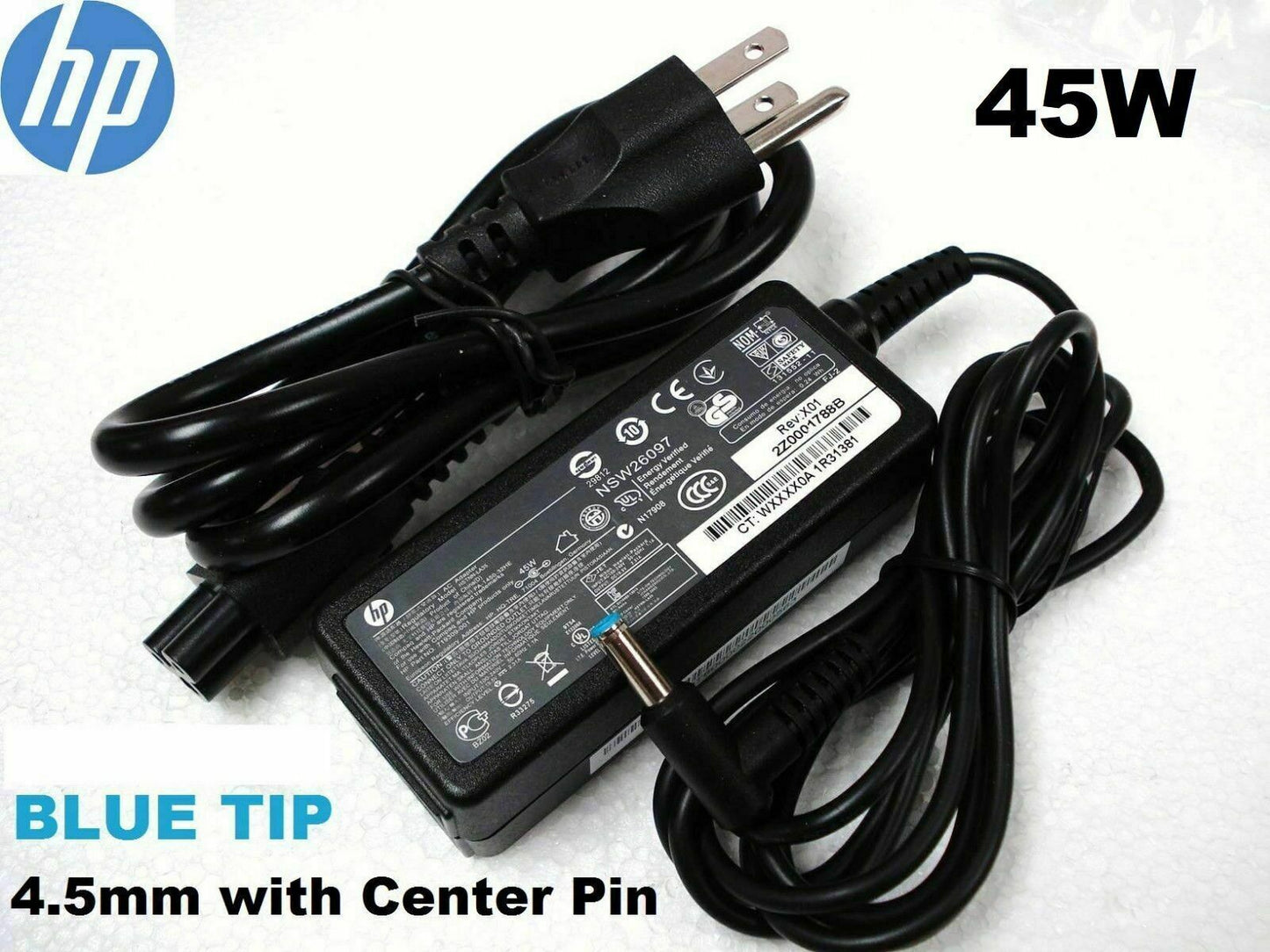 Chargeur HP Blue Tip 45W (19.5V/2.31A), Chargeur laptop, Embout rond bleu, Adaptateur secteur