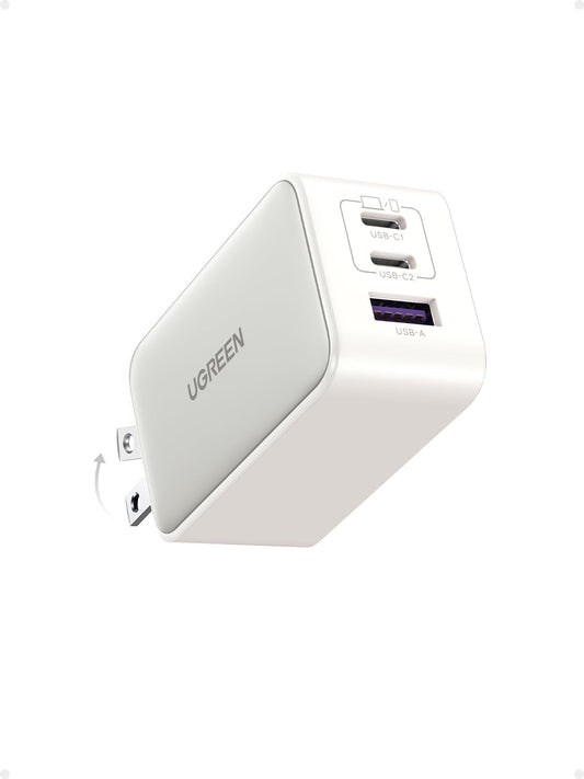 UGREEN Nexode 65W USB C Charger, 3 Port GaN Charger Foldable Tablet Charger Block Compatible with iPhone 17 Pro Max/17 Pro/iPhone Air/17, Tablet, iPad, MacBook Pro/Air, Galaxy S26 S25, Pixel 10