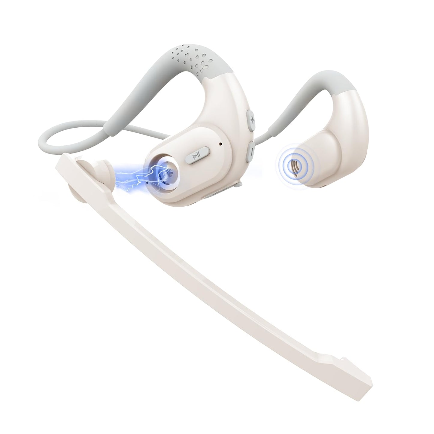 BANIGIPA Bluetooth Headset with Removable Microphone, Noise Cancelling Wireless Headset for Phones Laptop Computer PC, Open Ear Headphones for Office Meeting Running Cycling Driving Working-12 Hrs