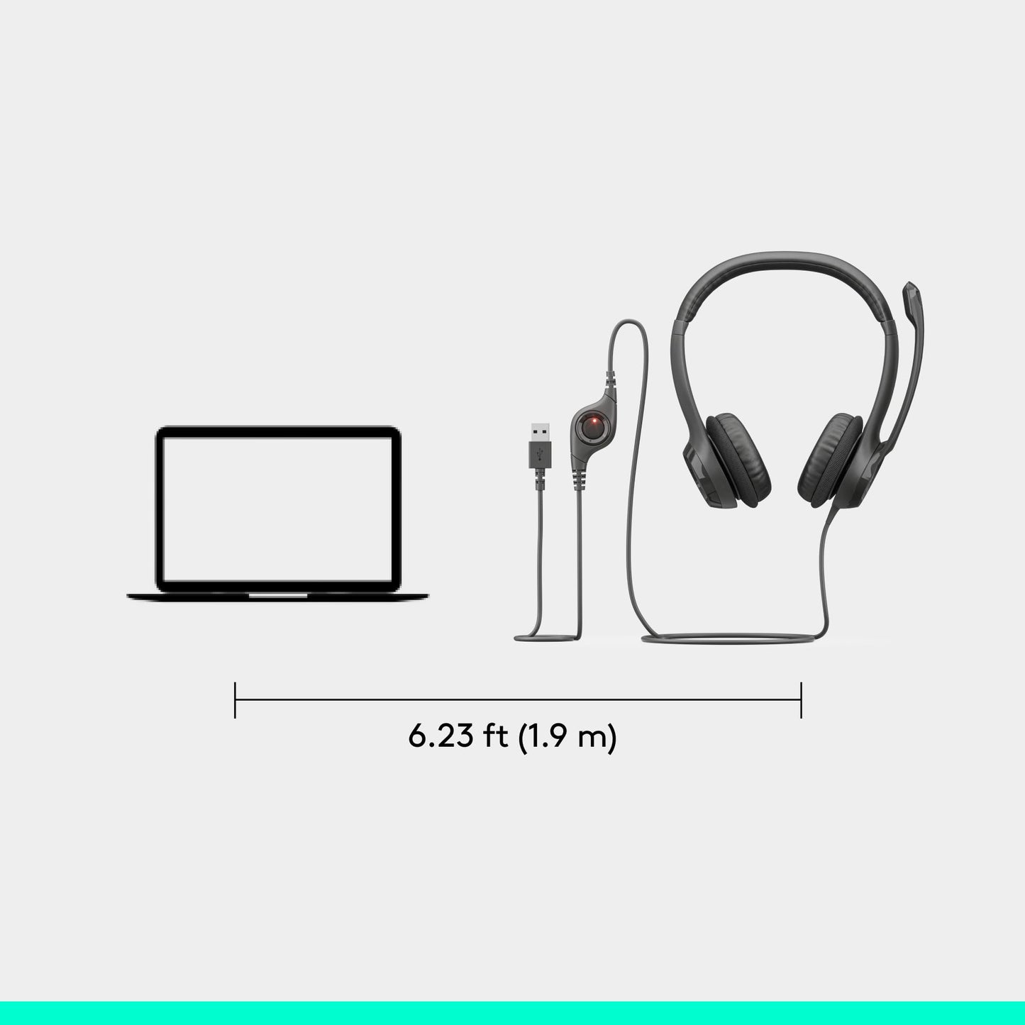Logitech H390 Wired Headset for PC/Laptop, Stereo Headphones with Noise Cancelling Microphone, USB-A, in-Line Controls, Works with Chromebook - Rose, 1 Pack