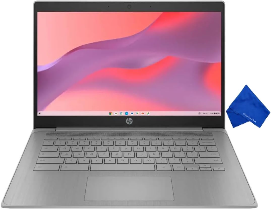 HP Chromebook 14" HD Laptop - Intel Celeron N4500, 4GB RAM, 64GB eMMC, Chrome OS, Newest Model (with Microfiber Cloth) - Modern Grey (14a-ne1013dx)