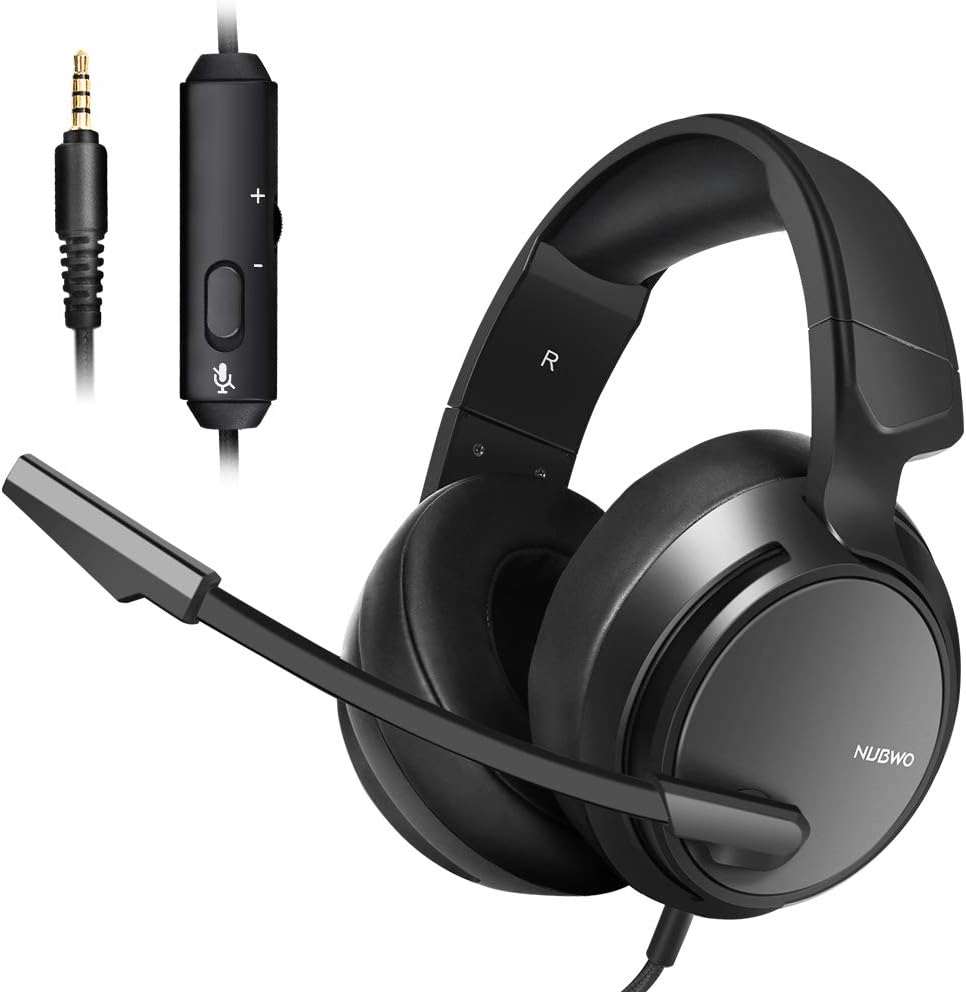 Gaming Headset for PS4, PS5, Xbox One, PC with Bass Surround, Soft Memory Earmuffs, Stereo Headset, Noise-Cancelling Over-Ear Headphones with Mic, Volume Control for Laptop Tablet
