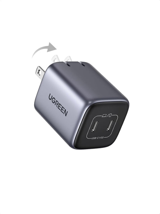 UGREEN Nexode 45W USB C Charger Block, GaN PPS Dual Port USB C Fast Charger Super Fast Charge 2.0 Wall Plug Compatible with Galaxy S26 S25 S24 Ultra S23 A54, iPhone 17 16 Pro Max, iPad, Pixel 10 9 8