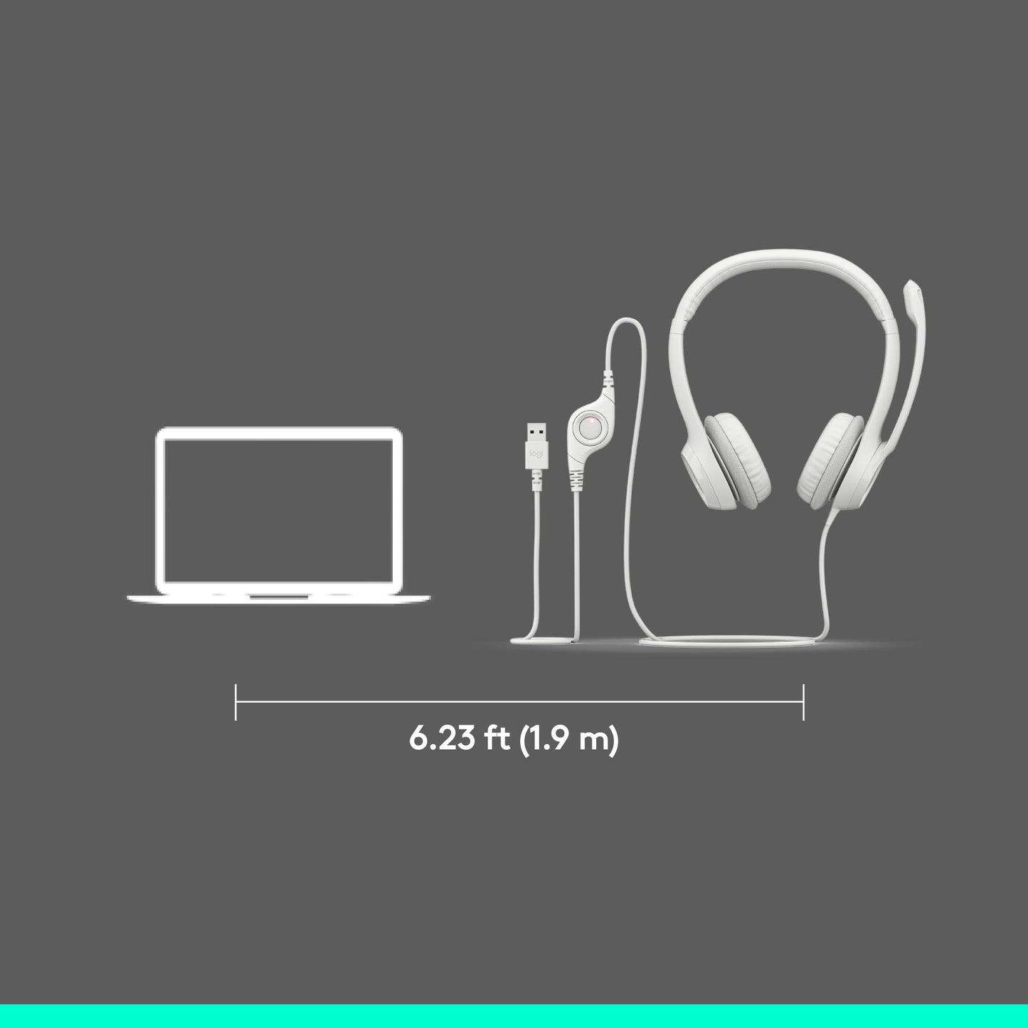 Logitech H390 Wired Headset for PC/Laptop, Stereo Headphones with Noise Cancelling Microphone, USB-A, in-Line Controls, Works with Chromebook - Rose, 1 Pack