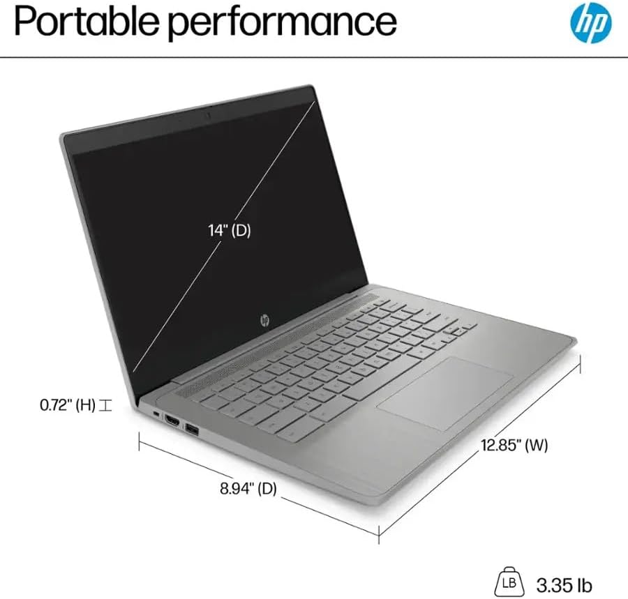 HP Chromebook 14" HD Laptop - Intel Celeron N4500, 4GB RAM, 64GB eMMC, Chrome OS, Newest Model (with Microfiber Cloth) - Modern Grey (14a-ne1013dx)