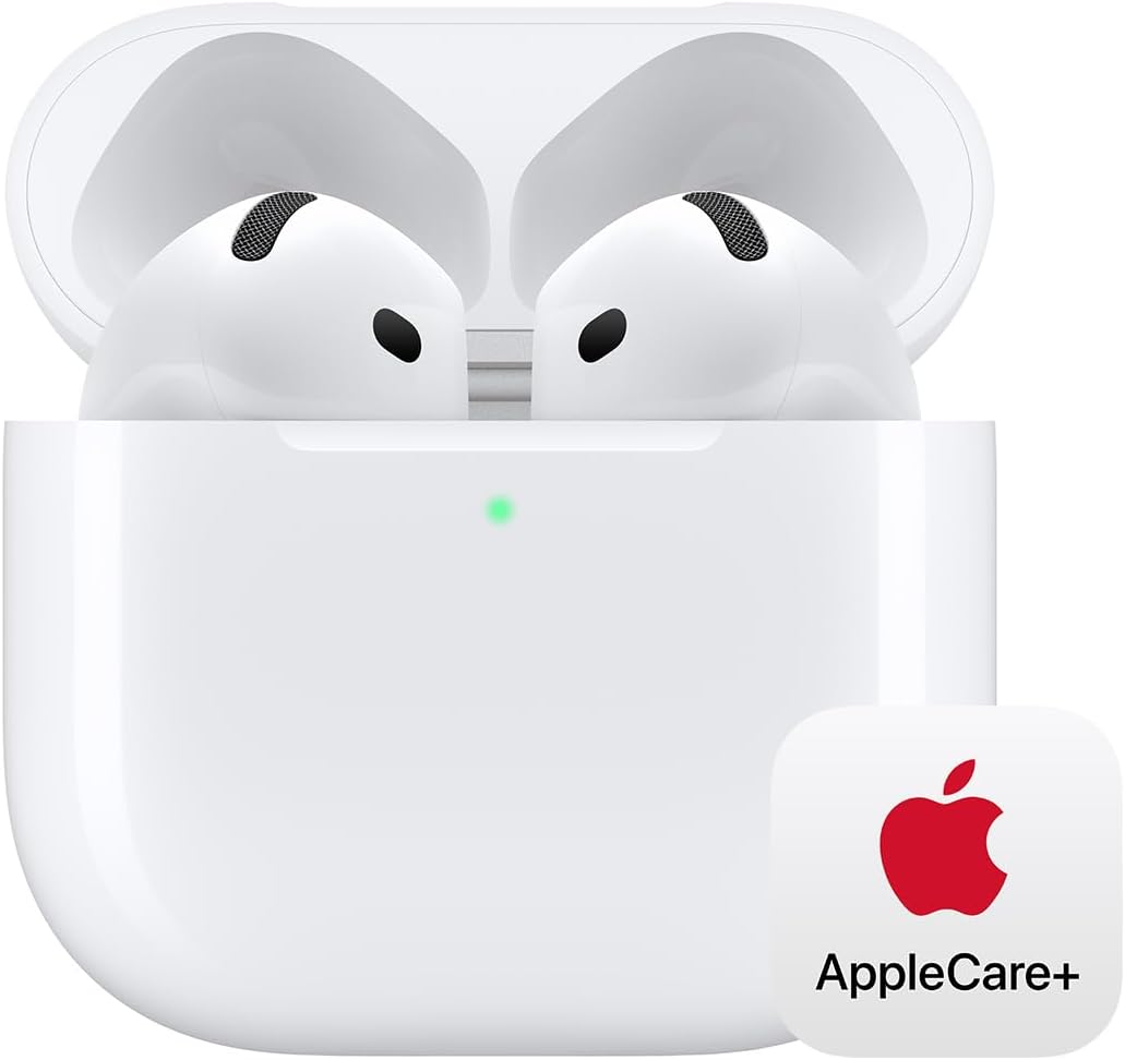Apple AirPods 4 Wireless Earbuds, Bluetooth Headphones, with Active Noise Cancellation, Adaptive Audio, Transparency Mode, Personalized Spatial Audio, USB-C Charging Case, Wireless Charging, H2 Chip