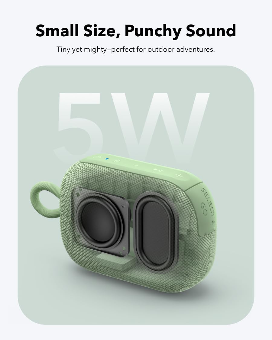 soundcore Select 4 Go Ultra Portable Bluetooth Speaker by Anker, 20H Playtime, IP67 Waterproof and Dustproof, Floatable, Customisable Pro EQ, Wireless Stereo Pairing, Ideal for Home, Outdoors