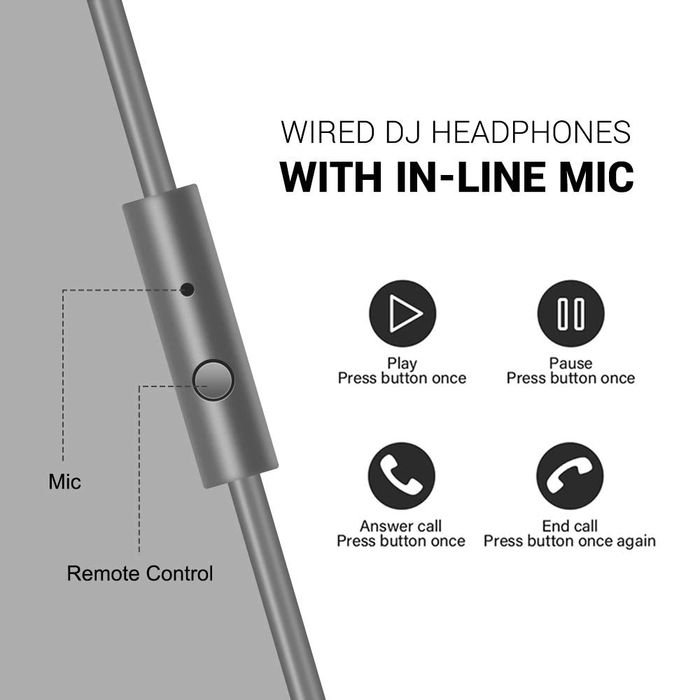 OneOdio Pro-10 Over-Ear Wired Headphones for School, Studio Monitor & Mixing, DJ Stereo Headsets, 50mm Neodymium Drivers, In-Line Mic, 3.5mm/6.35mm Jack for AMP, Computer, Recording, Phone, Piano, Guitar