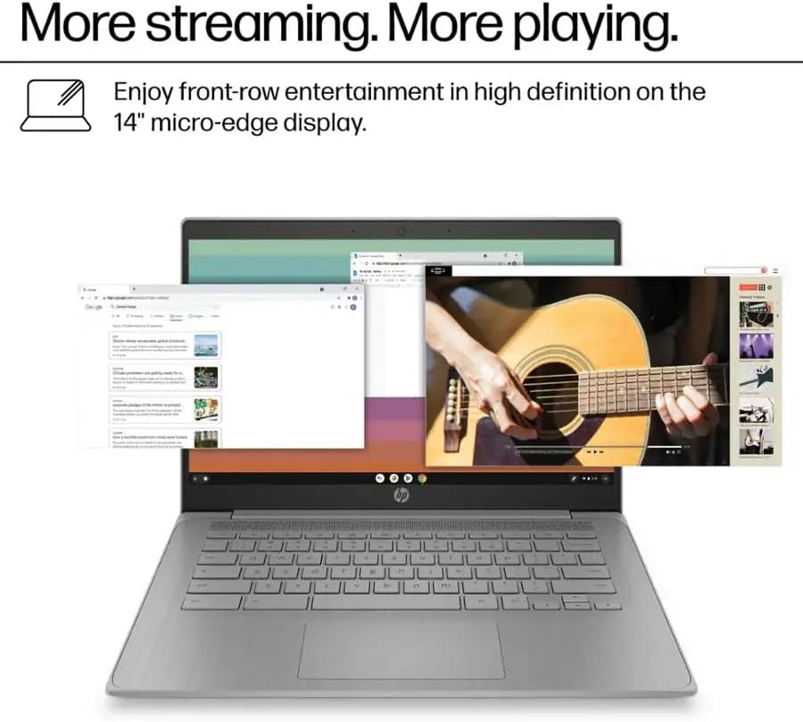 HP Chromebook 14" HD Laptop - Intel Celeron N4500, 4GB RAM, 64GB eMMC, Chrome OS, Newest Model (with Microfiber Cloth) - Modern Grey (14a-ne1013dx)
