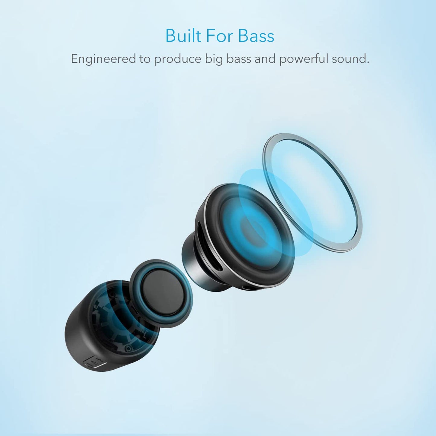 Anker SoundCore mini, Super-Portable Bluetooth Speaker with 15-Hour Playtime（with FM Radio）, 66-Foot Bluetooth Range, Enhanced Bass, Noise-Cancelling Microphone（for Leisure and Work Use）