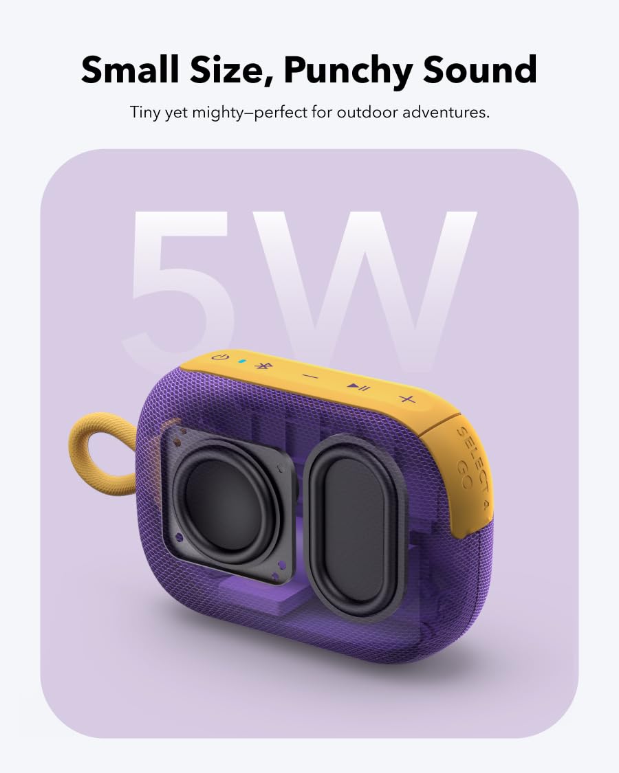 soundcore Select 4 Go Ultra Portable Bluetooth Speaker by Anker, 20H Playtime, IP67 Waterproof and Dustproof, Floatable, Customisable Pro EQ, Wireless Stereo Pairing, Ideal for Home, Outdoors