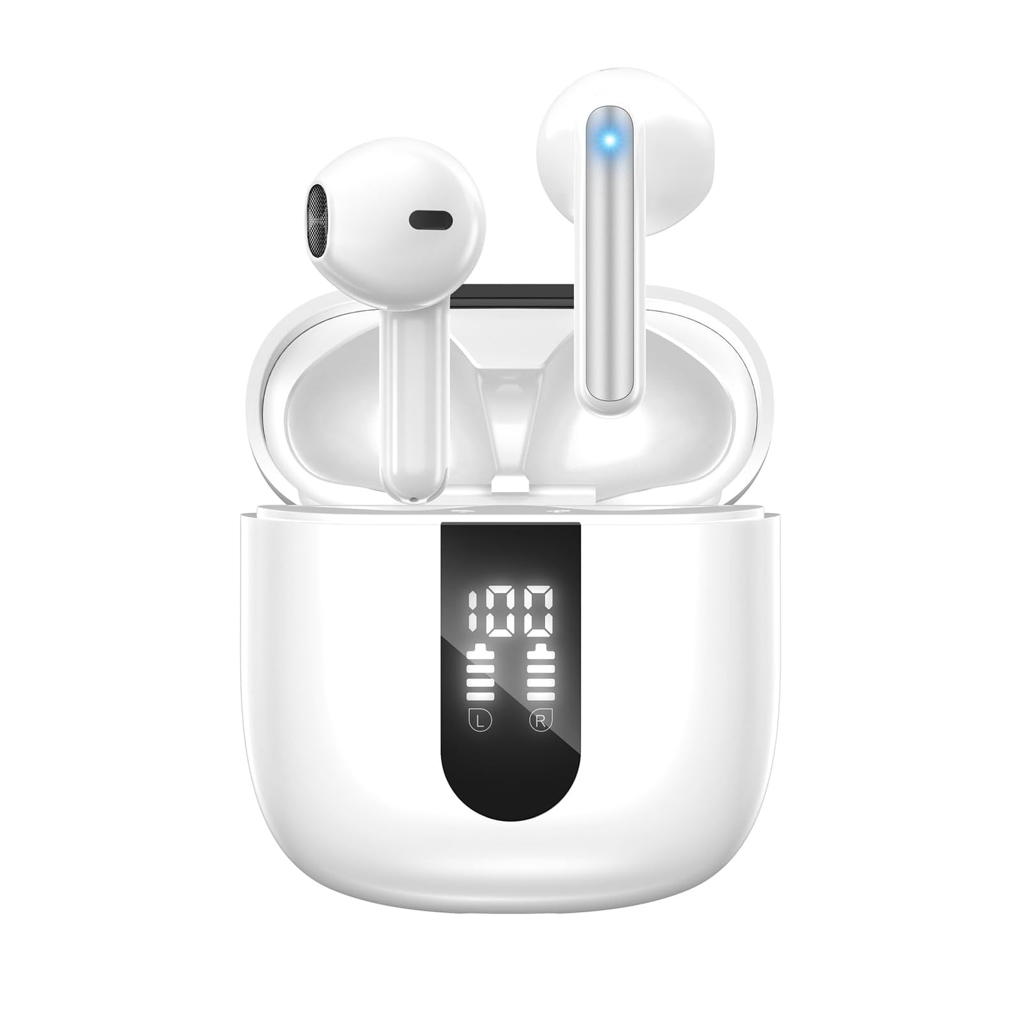 Bluetooth Earbuds Wireless Headphones, 60H Deep Bass Ear Buds with 4 Noise Cancelling Microphone, IP5 Waterproof Earphones for iPhone Android Sports audifonos Bluetooth inalambricos (Obsidian)