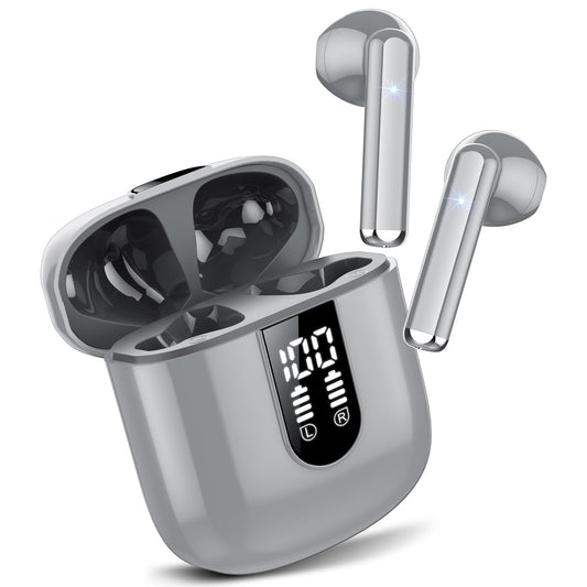 Wireless Earbuds, Bluetooth 5.3 Headphones HiFi Stereo, Mini in-Ear Bluetooth Earbuds, Wireless Earphones with 4 ENC Noise Cancelling Mic, IP7 Waterproof, LED Display, Touch Control Ear Buds, White