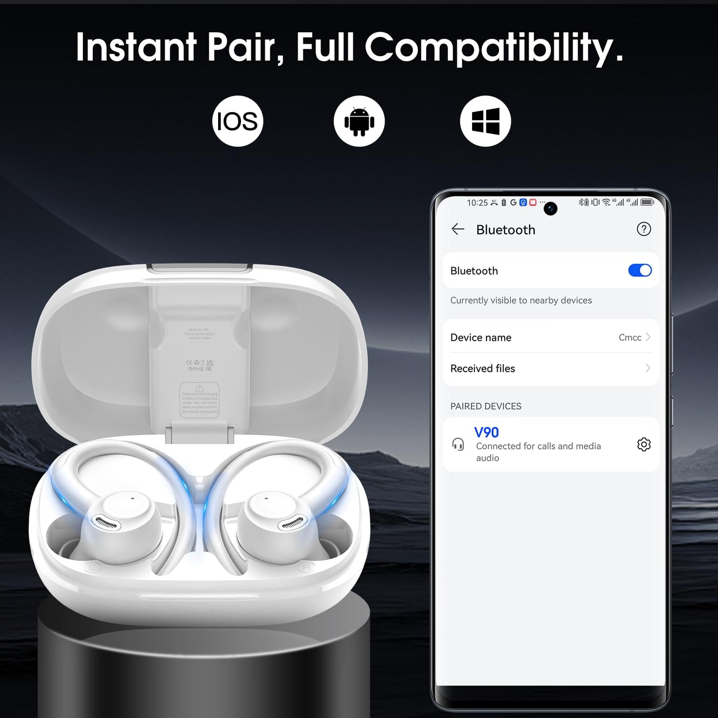 2026 Wireless Earbuds Bluetooth 5.3 Headphones Sports, 48H Earphones with ENC Mic, Stereo Deep Bass Bluetooth Earbuds with Secure Earhook, LED Display, IPX7 Waterproof Ear Buds for Running/Gym/Workout