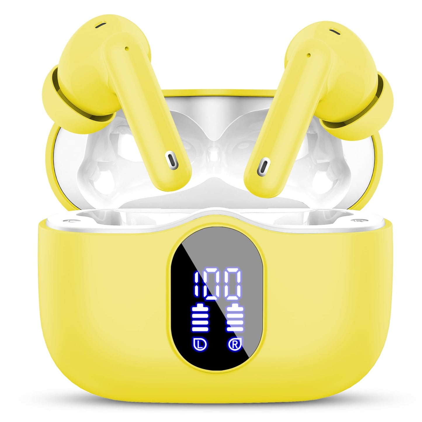 Wireless Earbuds, Bluetooth Headphones 5.4 HiFi Stereo, Wireless Earphones with ENC Noise Cancelling Mic, IP7 Waterproof in Ear Headphones, LED Digital Display Ear Buds, Touch Control, Black