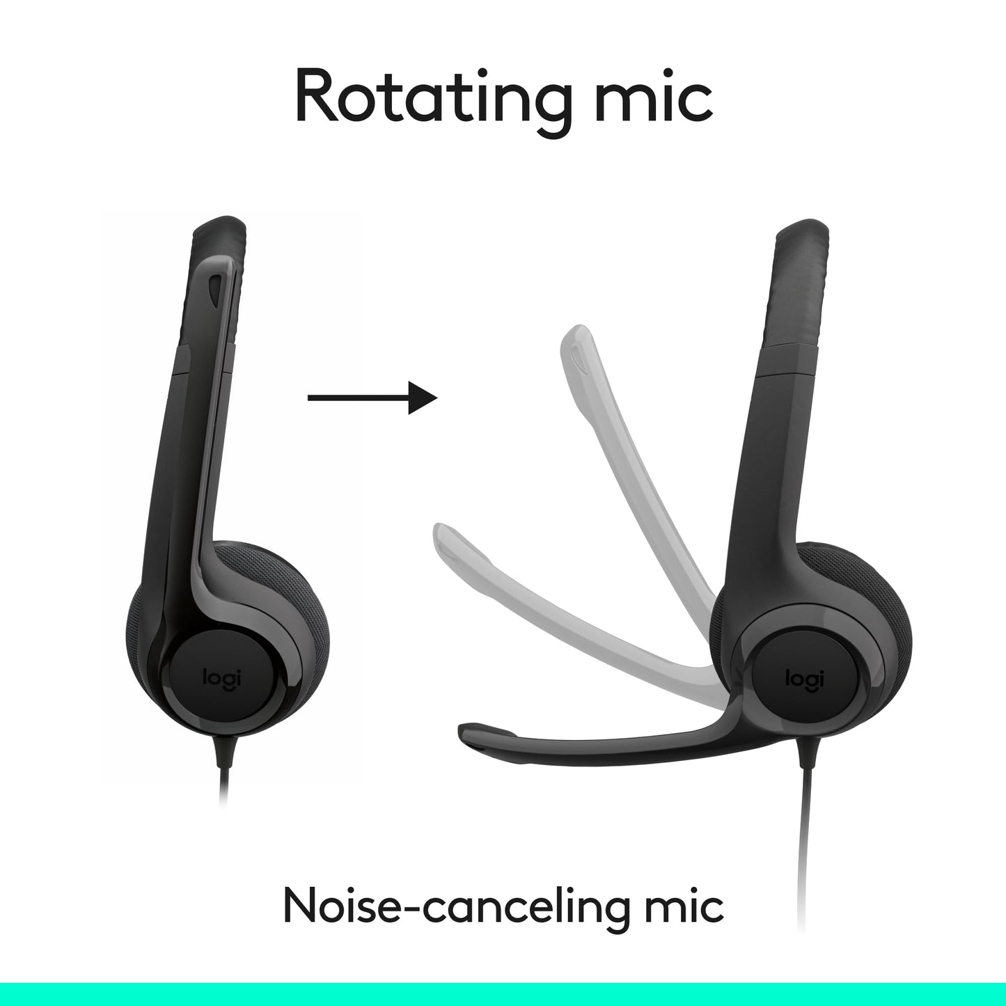 Logitech H390 Wired Headset for PC/Laptop, Stereo Headphones with Noise Cancelling Microphone, USB-A, in-Line Controls, Works with Chromebook - Rose, 1 Pack