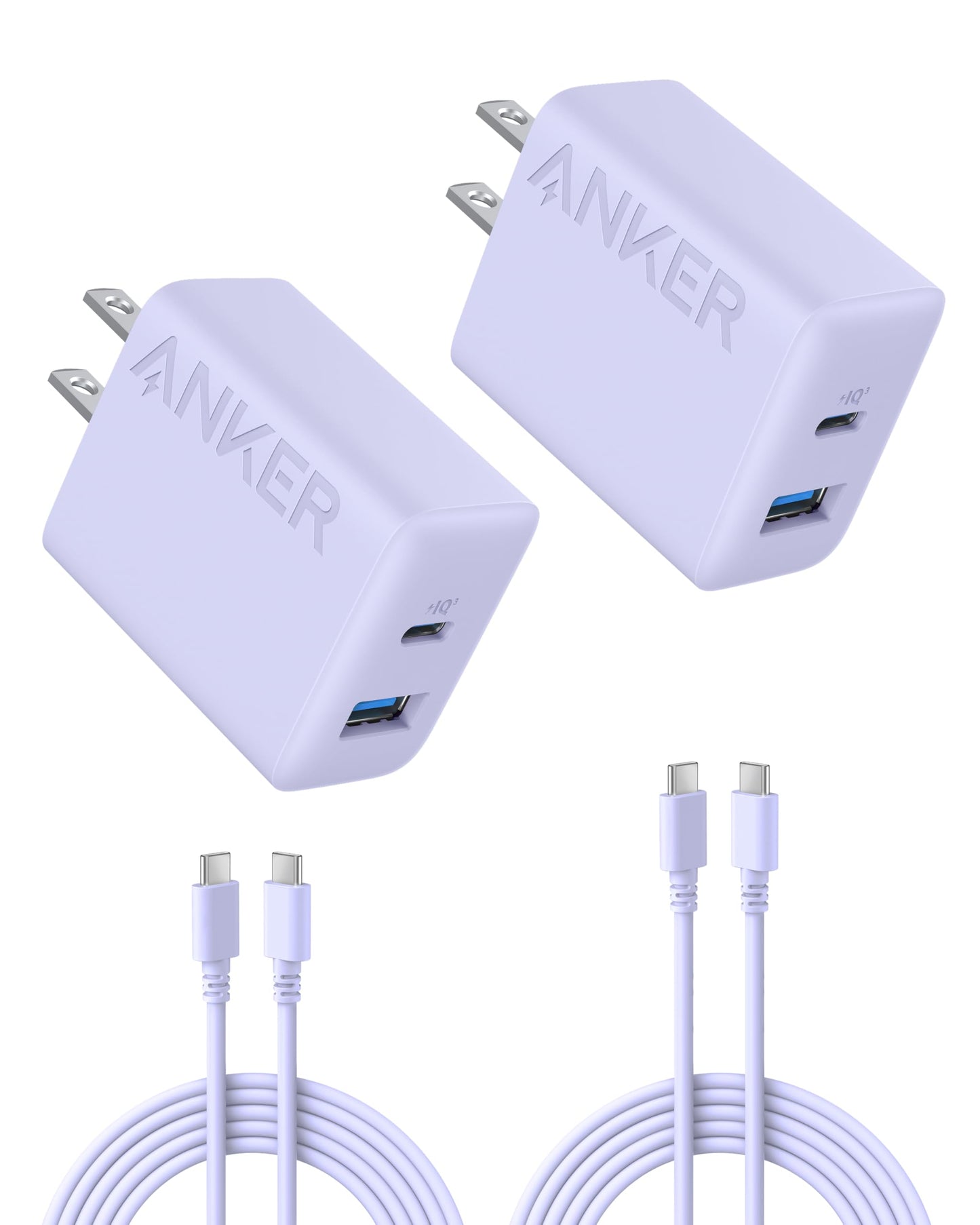 Anker iPhone 17/16 Charger, 2-Pack 20W Fast USB C Charger Block, for iPhone 17/16/16 Pro Max/15 Series/iPad Pro and More (2 Pack & 2 Cable)(Black)