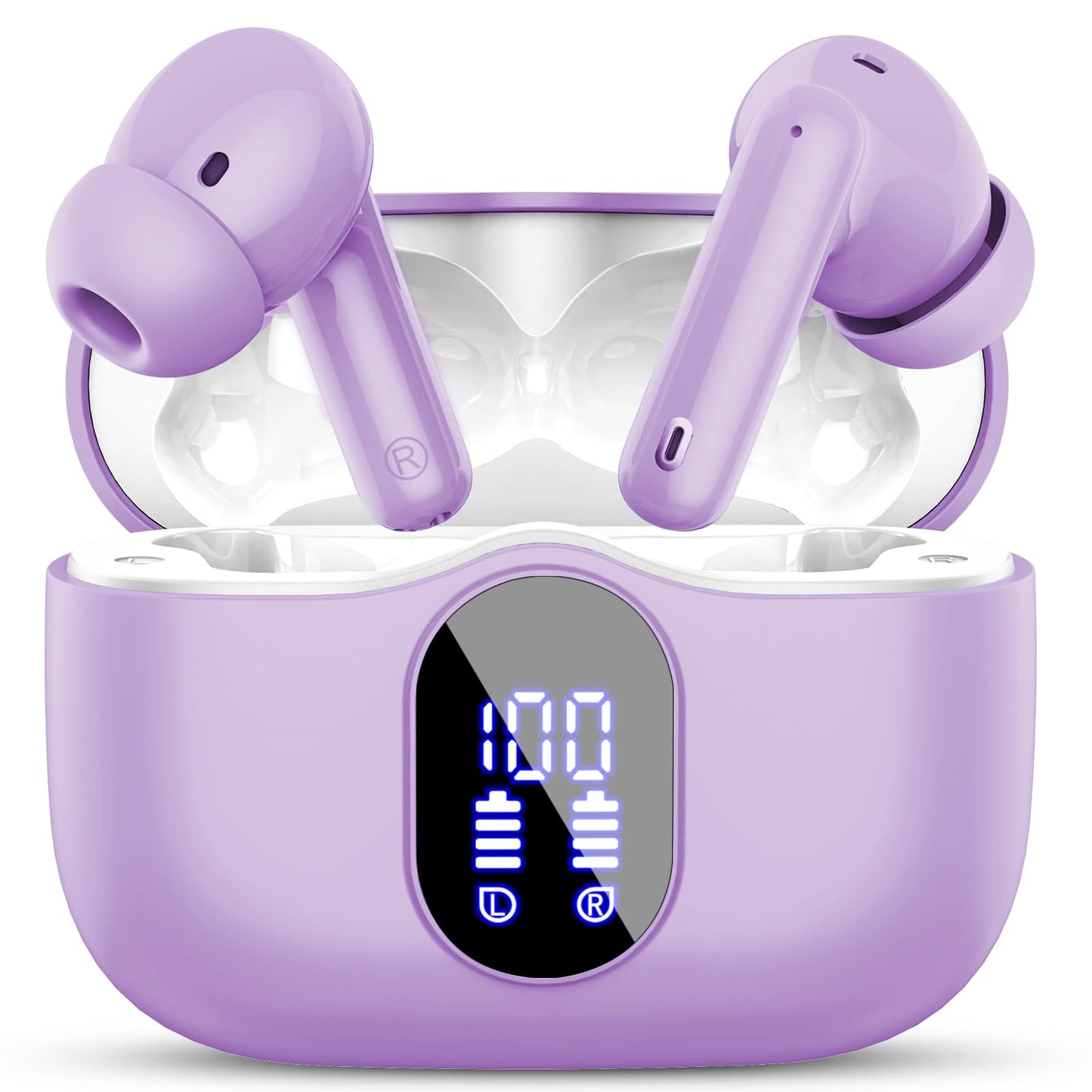 Wireless Earbuds, Bluetooth Headphones 5.4 HiFi Stereo, Wireless Earphones with ENC Noise Cancelling Mic, IP7 Waterproof in Ear Headphones, LED Digital Display Ear Buds, Touch Control, Black