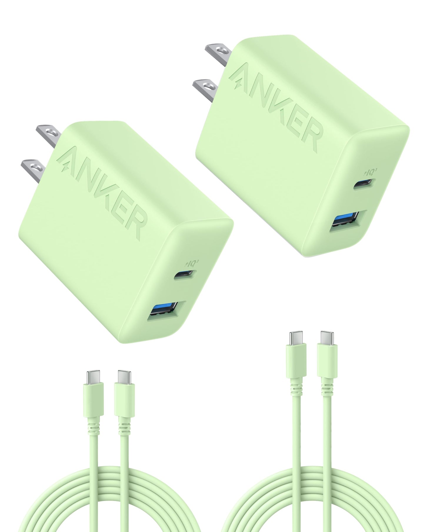 Anker iPhone 17/16 Charger, 2-Pack 20W Fast USB C Charger Block, for iPhone 17/16/16 Pro Max/15 Series/iPad Pro and More (2 Pack & 2 Cable)(Black)