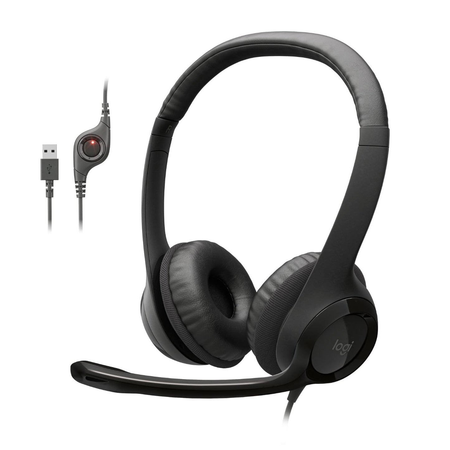 Logitech H390 Wired Headset for PC/Laptop, Stereo Headphones with Noise Cancelling Microphone, USB-A, in-Line Controls, Works with Chromebook - Rose, 1 Pack