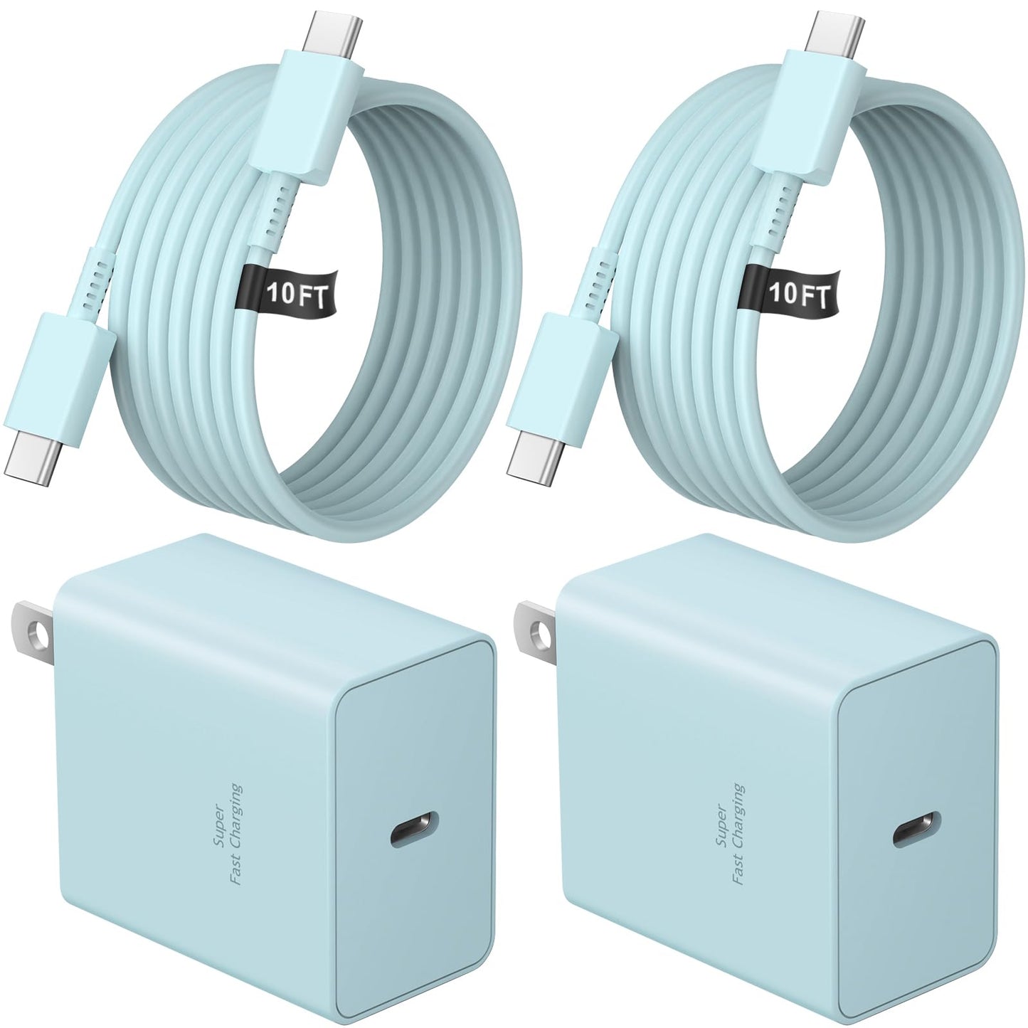 45W Type-C Fast Charger, 2-Pack USB C Fast Charger Adapter & USB C to USB C Cable, 45W Super Fast Charger for Galaxy S24/S23/S22 Ultra/Plus/Note 20/S20/S21/Galaxy Tab S7/S8 (Black)