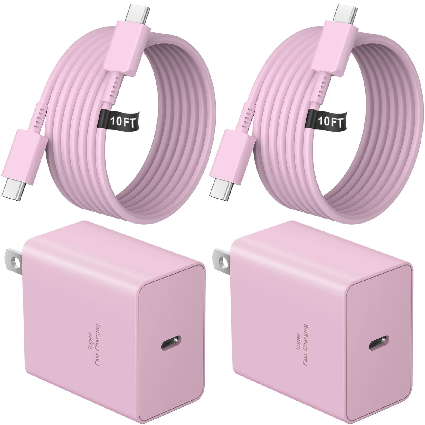 45W Type-C Fast Charger, 2-Pack USB C Fast Charger Adapter & USB C to USB C Cable, 45W Super Fast Charger for Galaxy S24/S23/S22 Ultra/Plus/Note 20/S20/S21/Galaxy Tab S7/S8 (Black)
