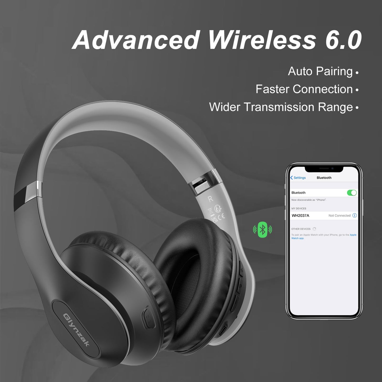 Wireless Bluetooth Headphones Over Ear 65H Playtime HiFi Stereo Headset with Microphone and 6EQ Modes Foldable Bluetooth V6.0 Headphones for Desktop Computer Laptop Rose Gold