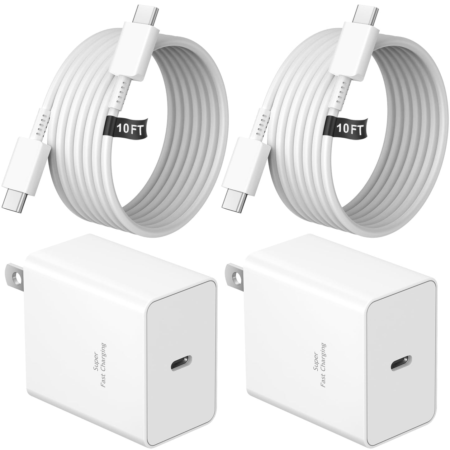 45W Type-C Fast Charger, 2-Pack USB C Fast Charger Adapter & USB C to USB C Cable, 45W Super Fast Charger for Galaxy S24/S23/S22 Ultra/Plus/Note 20/S20/S21/Galaxy Tab S7/S8 (Black)