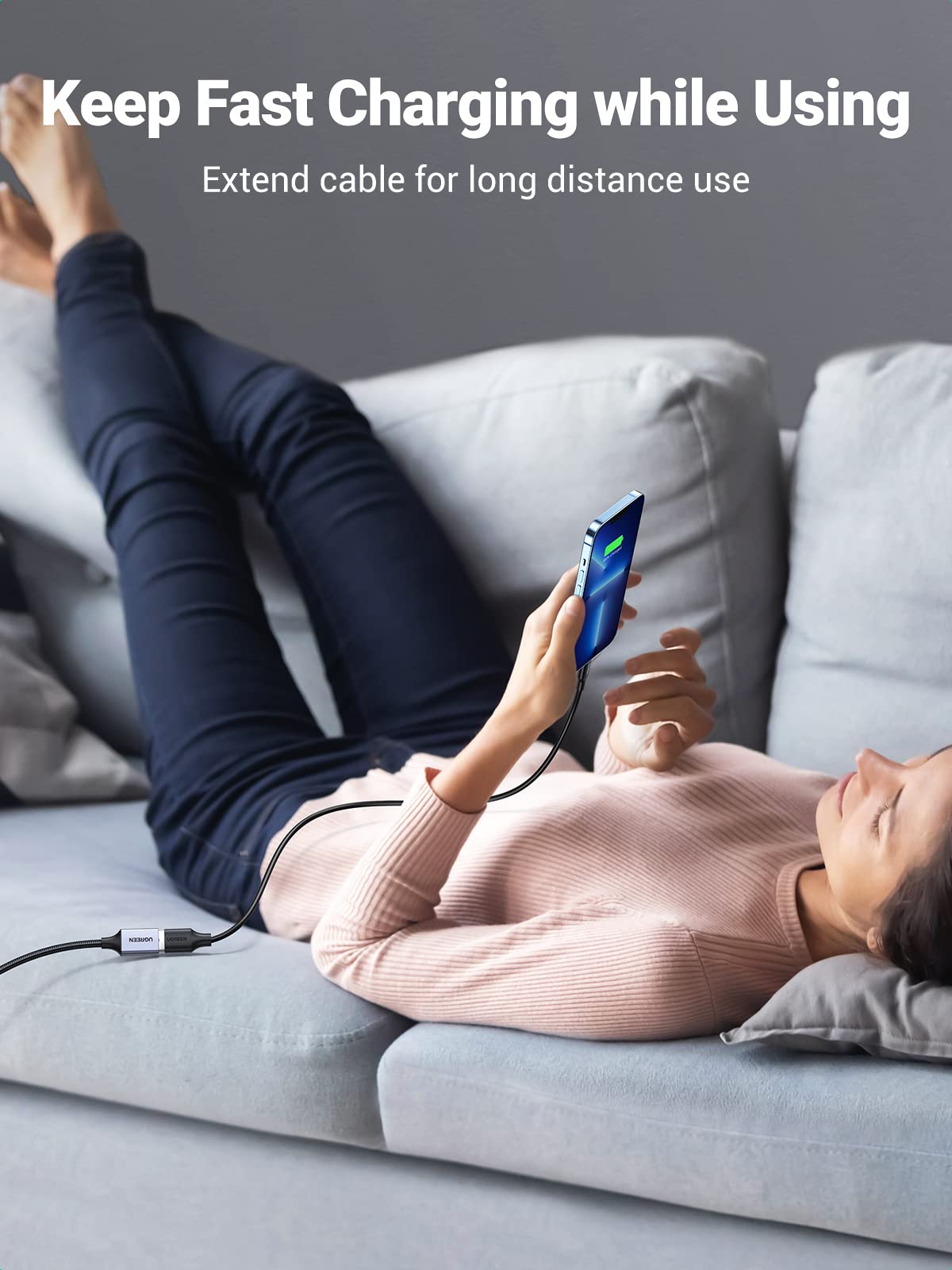 UGREEN USB Extension Cable 3.0 Extender Cord Nylon Braided A Male to Female Data Transfer Cable for Hard Drive, Hub, USB Sticks, Mouse, Keyboard, Xbox, Camera, Webcam, 6.6FT